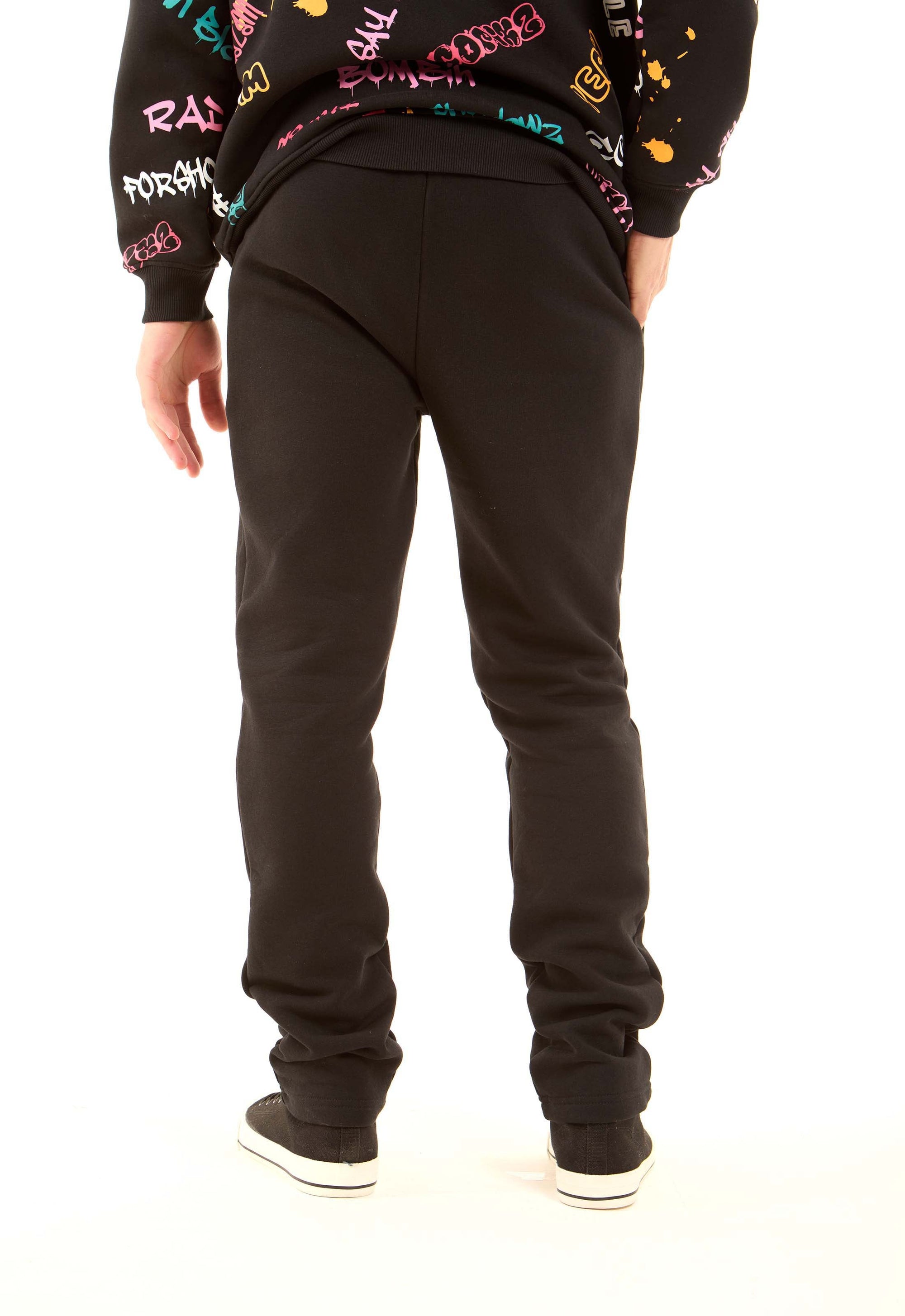 Solid Melton Pants with Elastic Waist