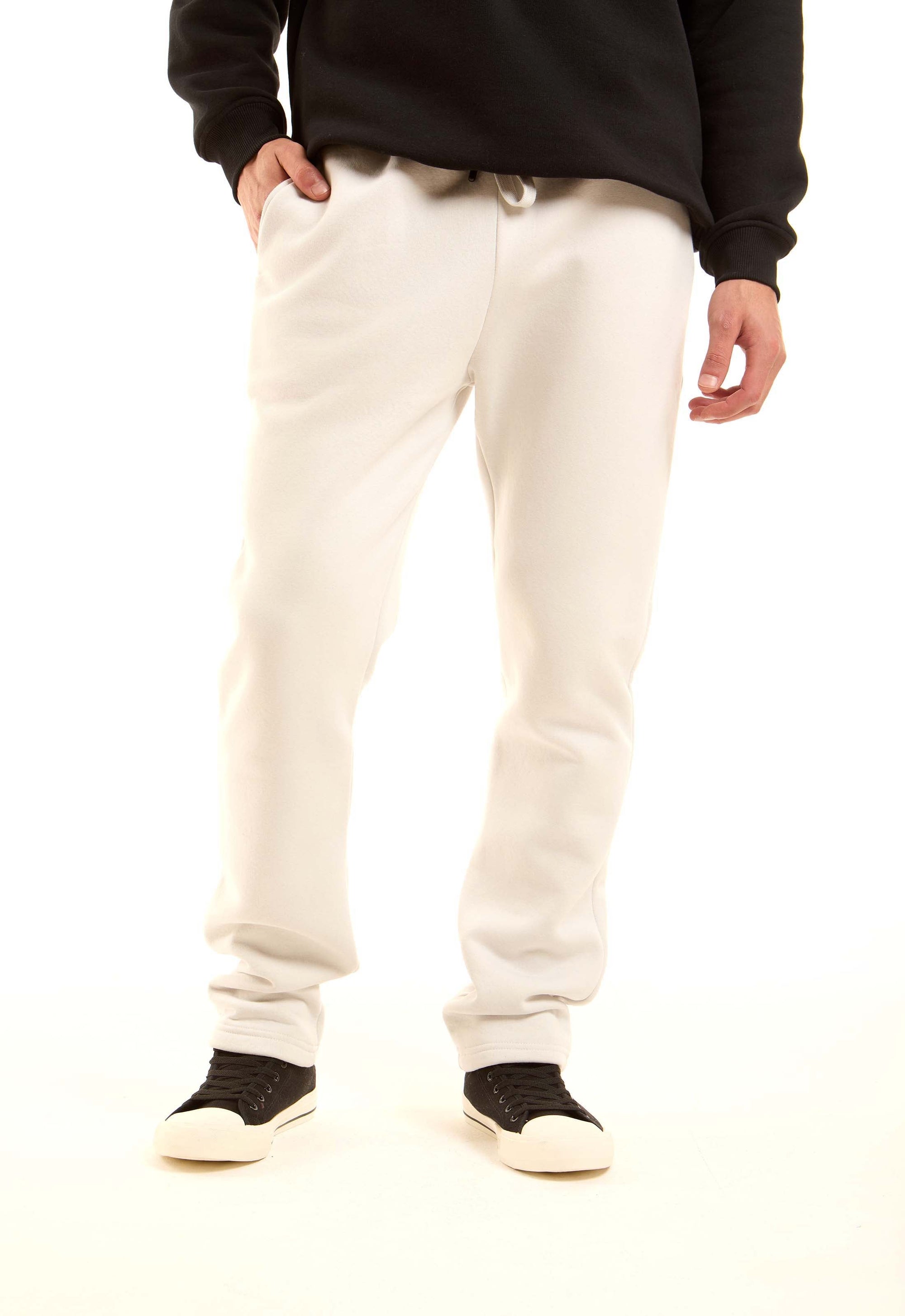 Solid Melton Pants with Elastic Waist