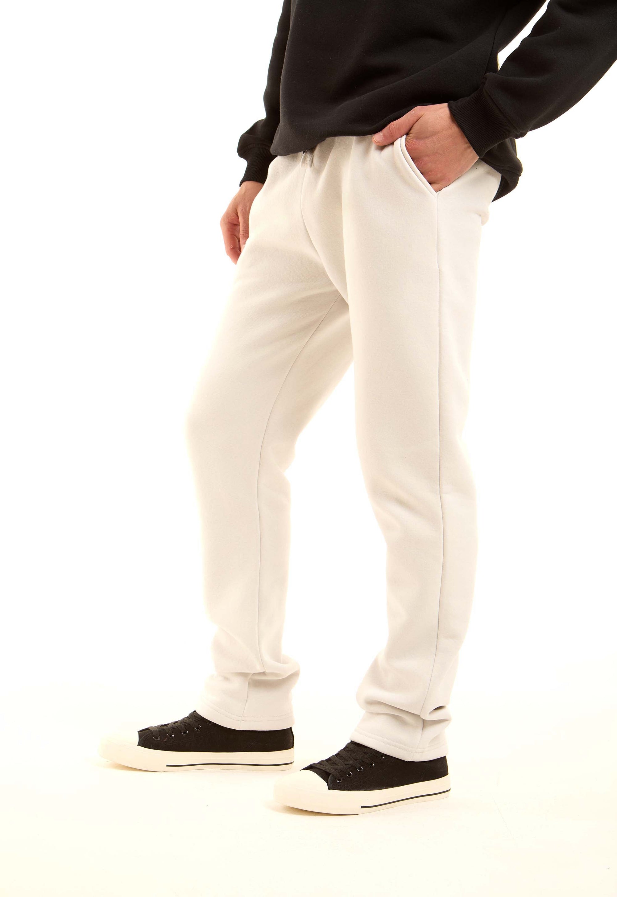 Solid Melton Pants with Elastic Waist