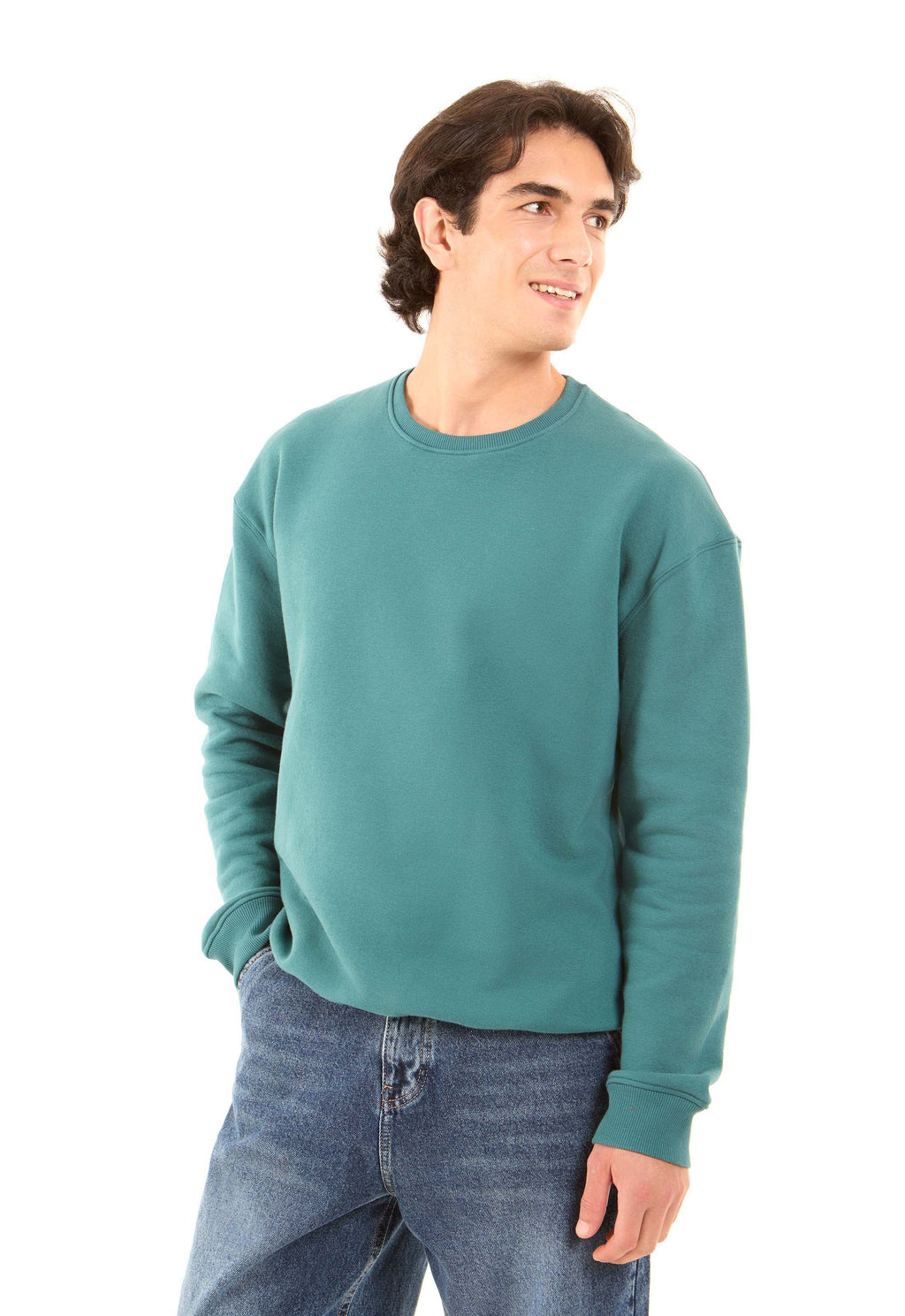 Slip On Crew Neck Solid Sweatshirt