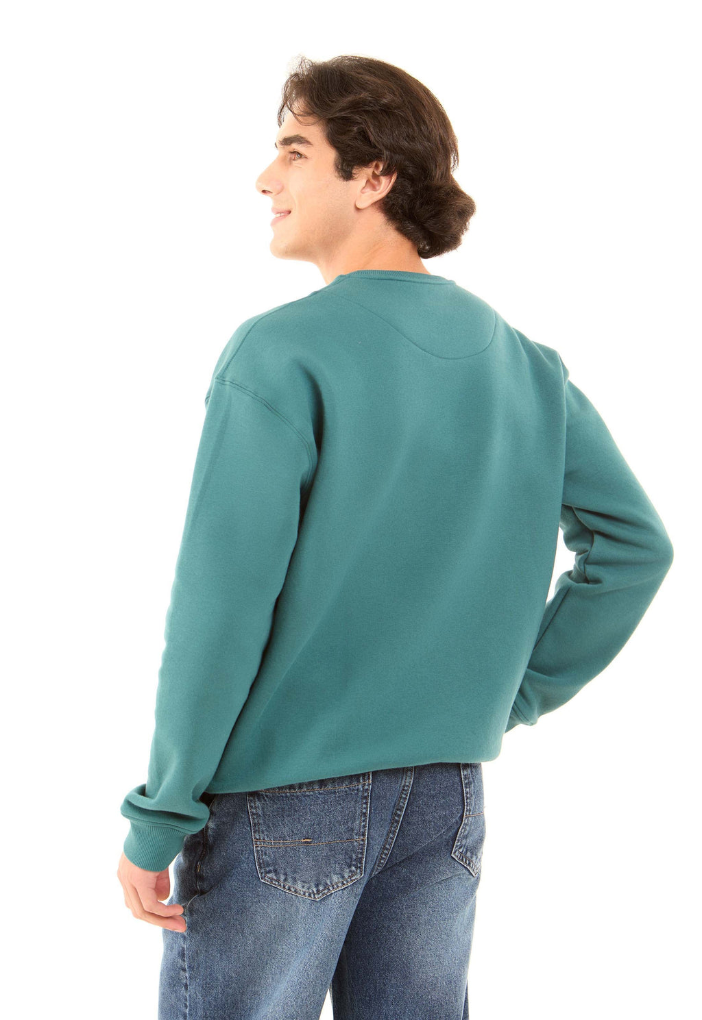 Slip On Crew Neck Solid Sweatshirt