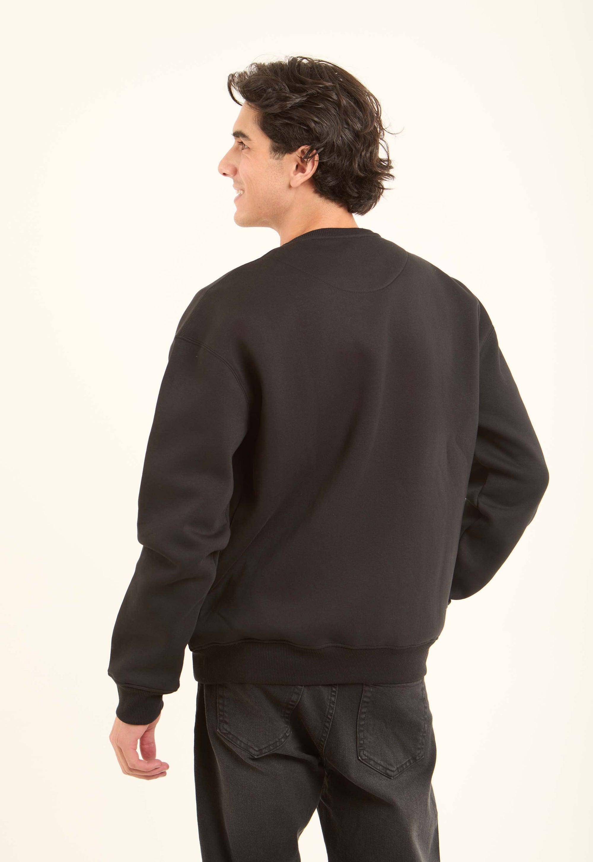 Slip On Crew Neck Solid Sweatshirt