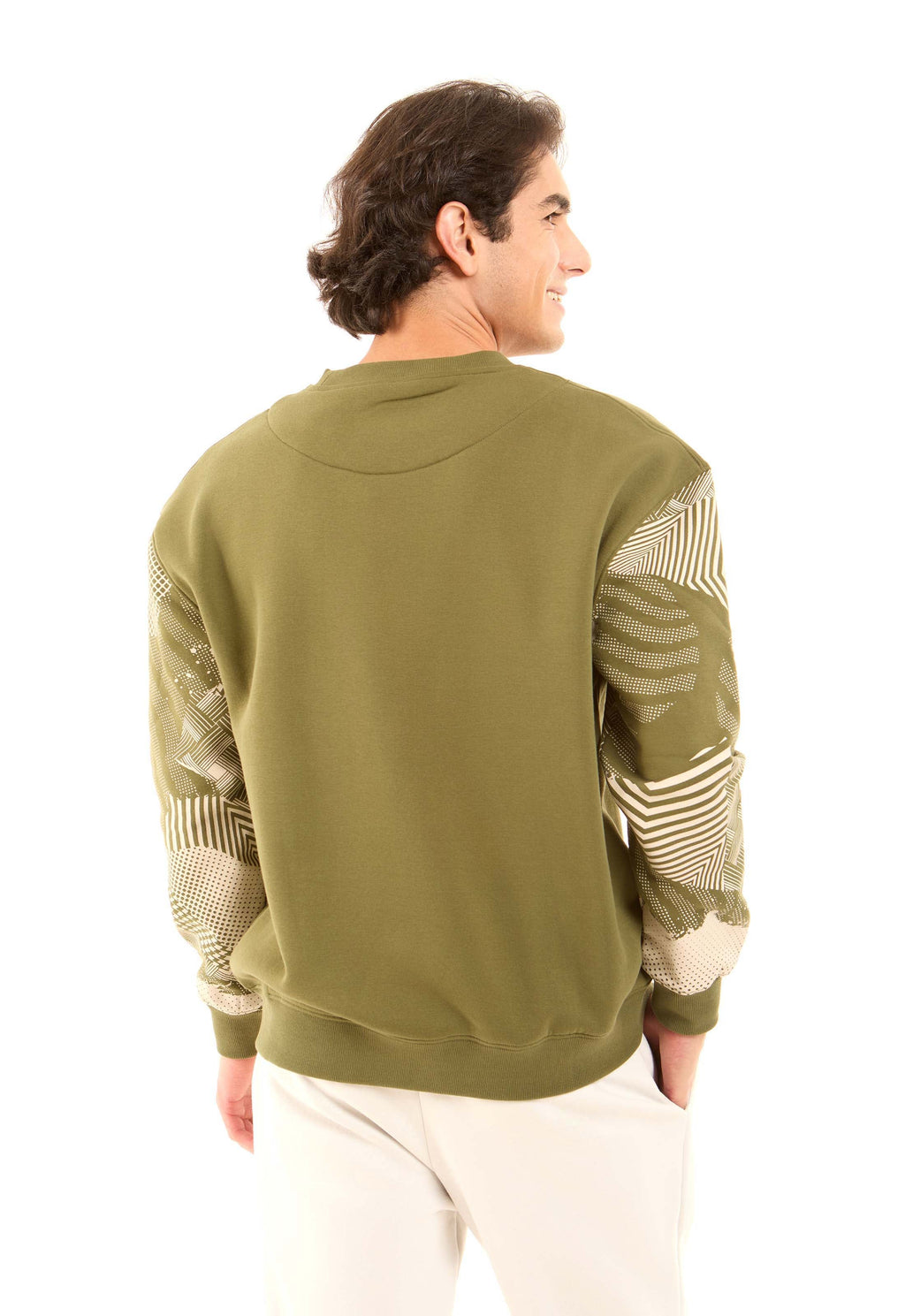 Slip On Sweatshirt with Printed Sleeves