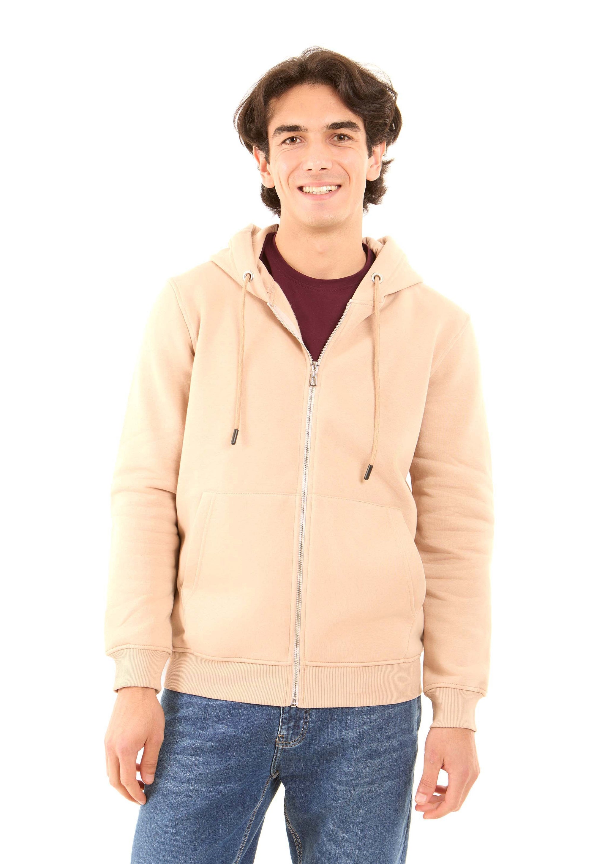 Zipped Through Pocket Solid Hoodie