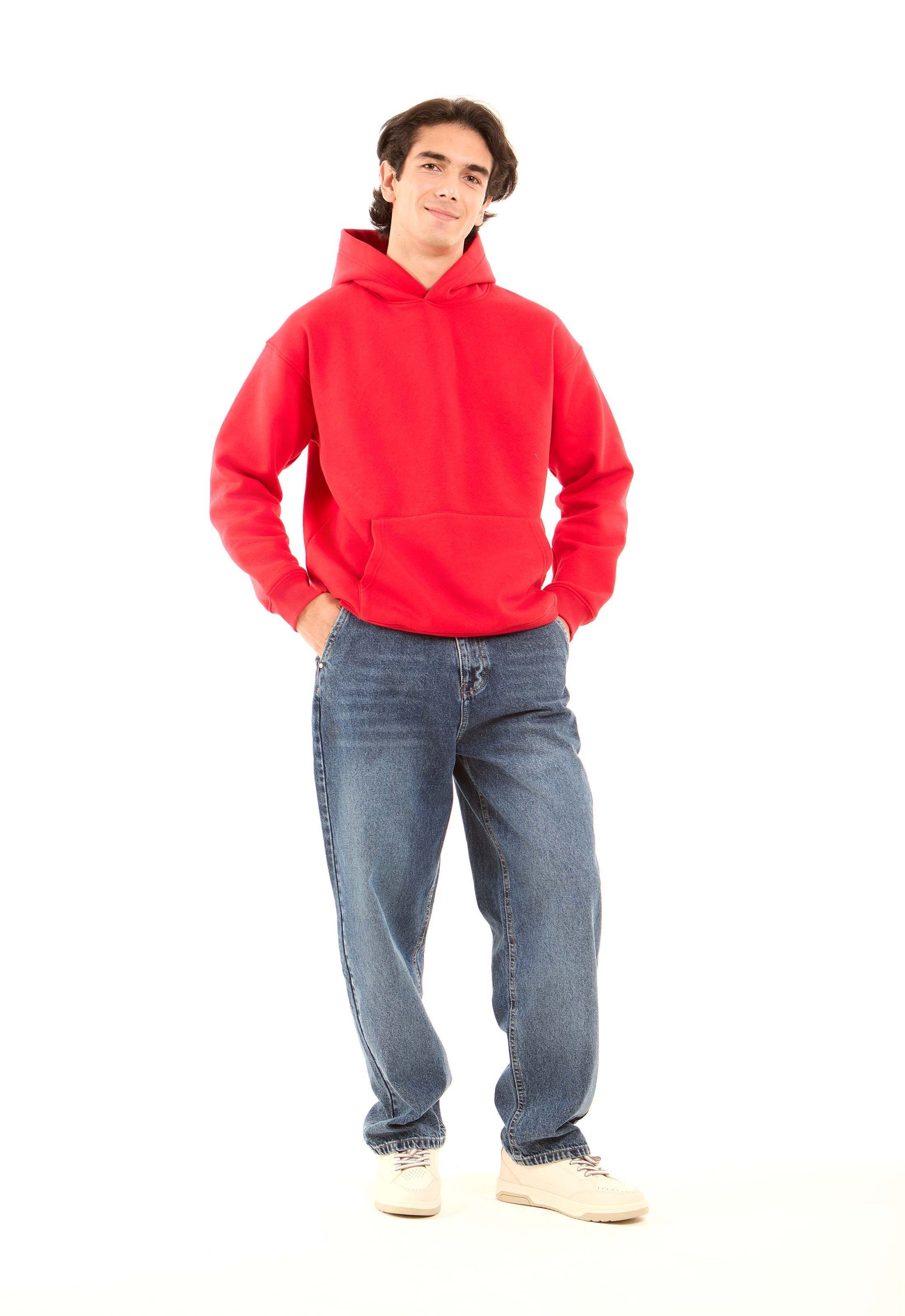 Solid Basic Hoodie with Kangaroo Pocket