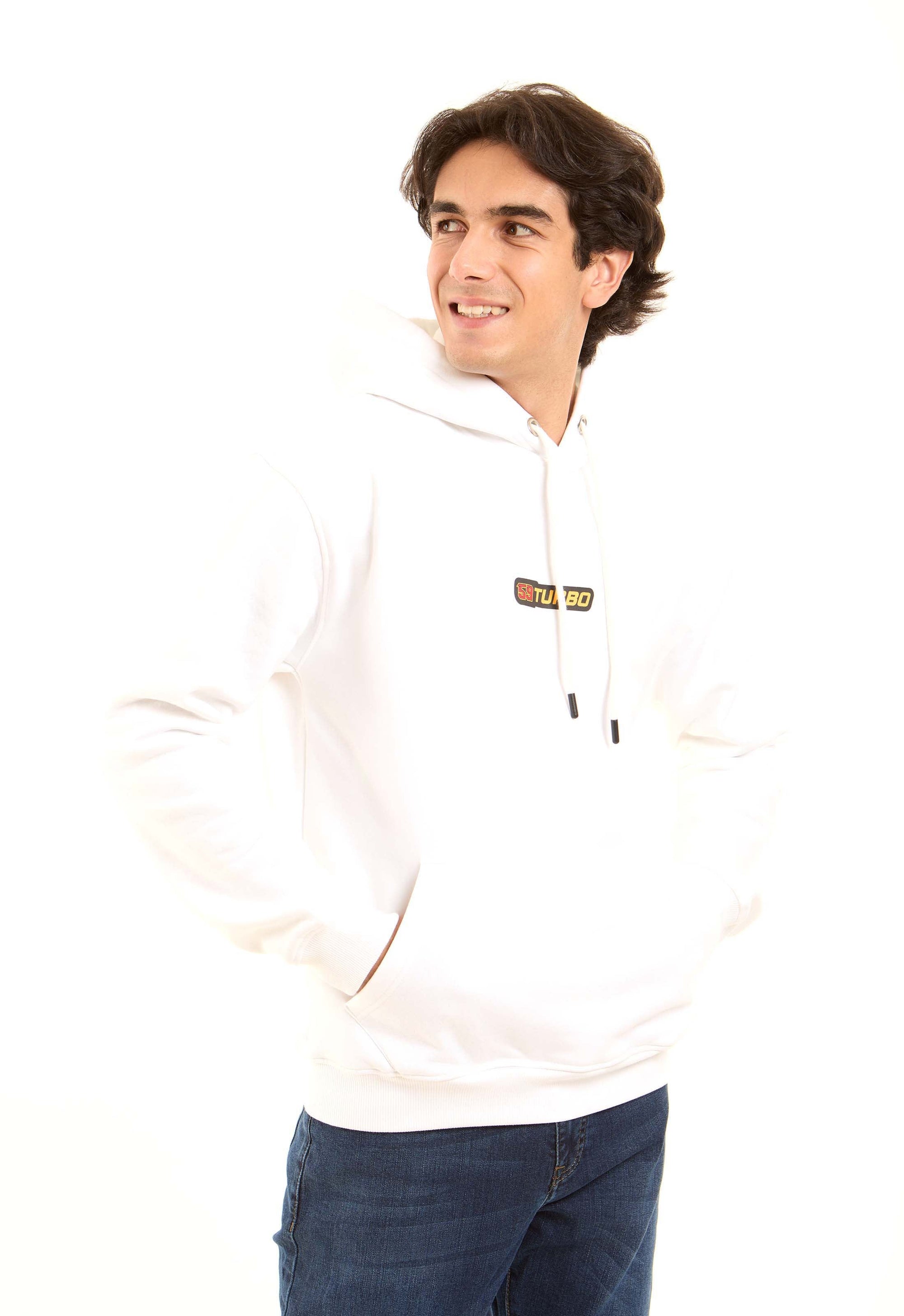 Casual Drawstring Hoodie with Front Print