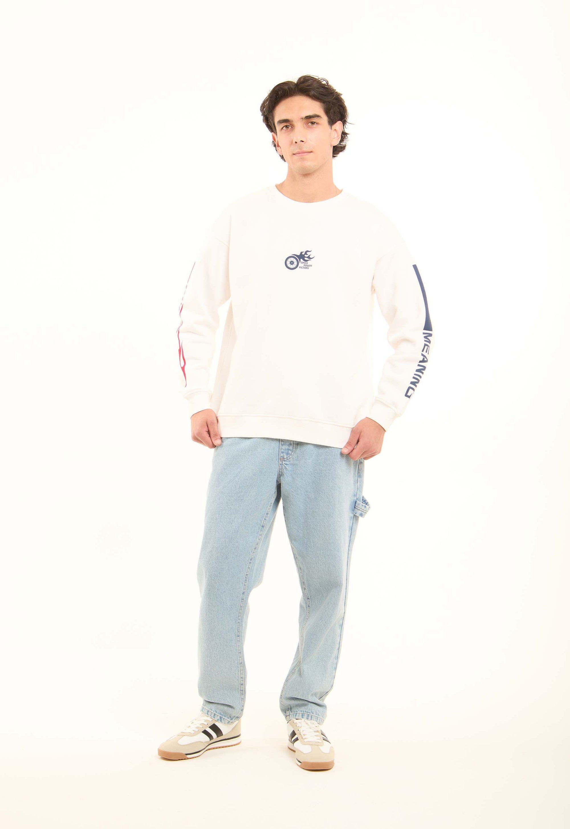 Printed Sleeves Slip On Winter Sweatshirt