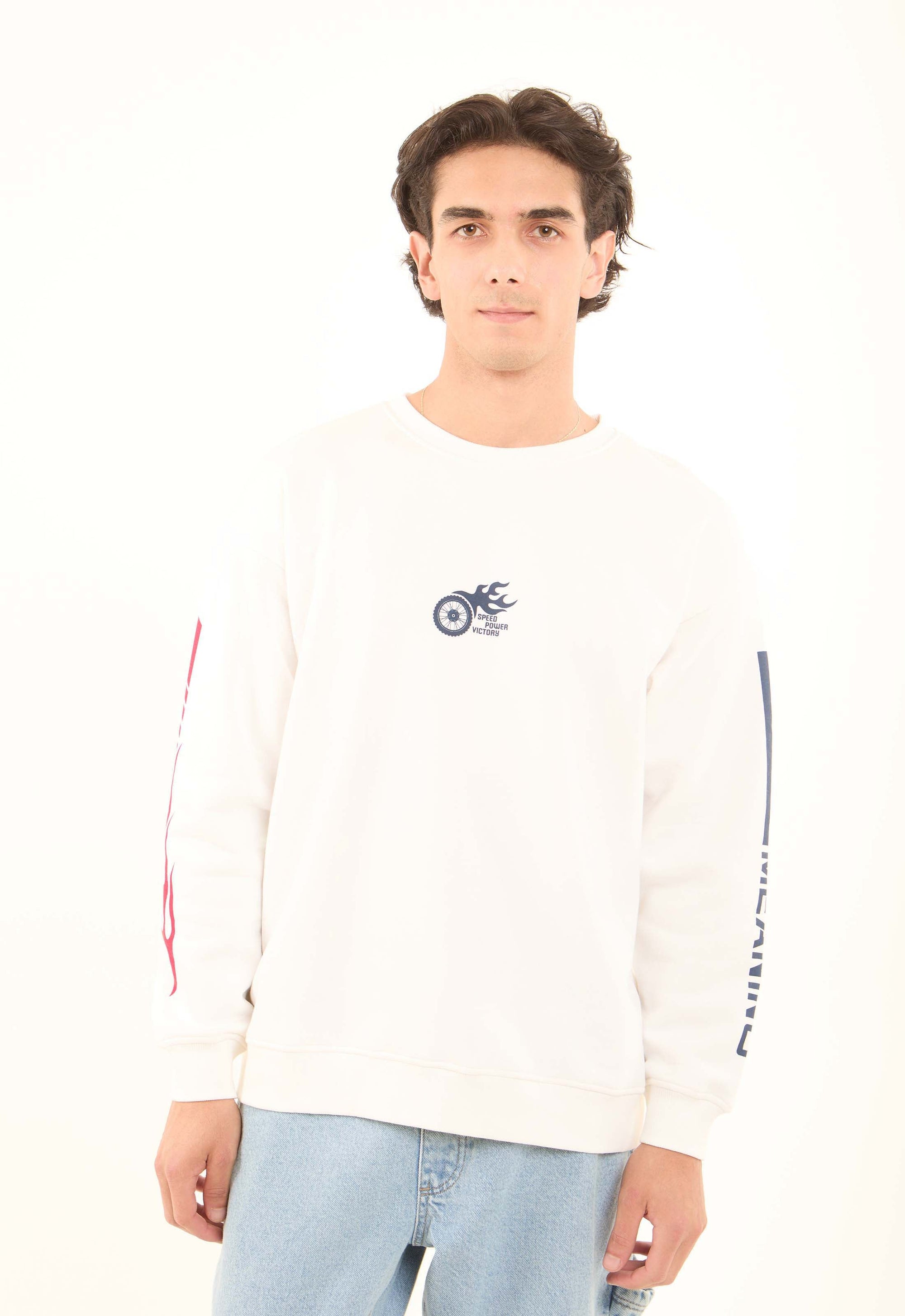 Printed Sleeves Slip On Winter Sweatshirt