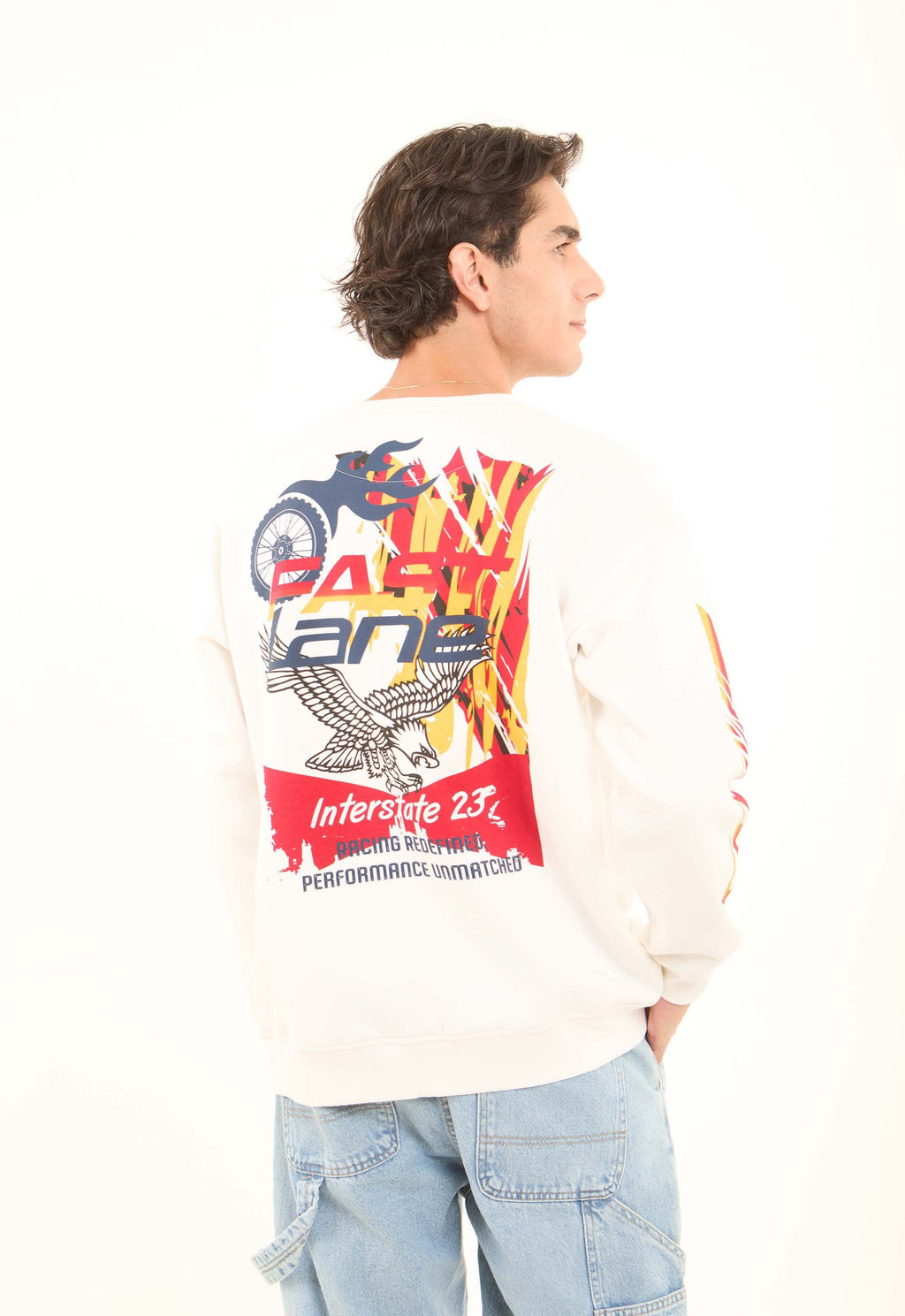 Printed Sleeves Slip On Winter Sweatshirt