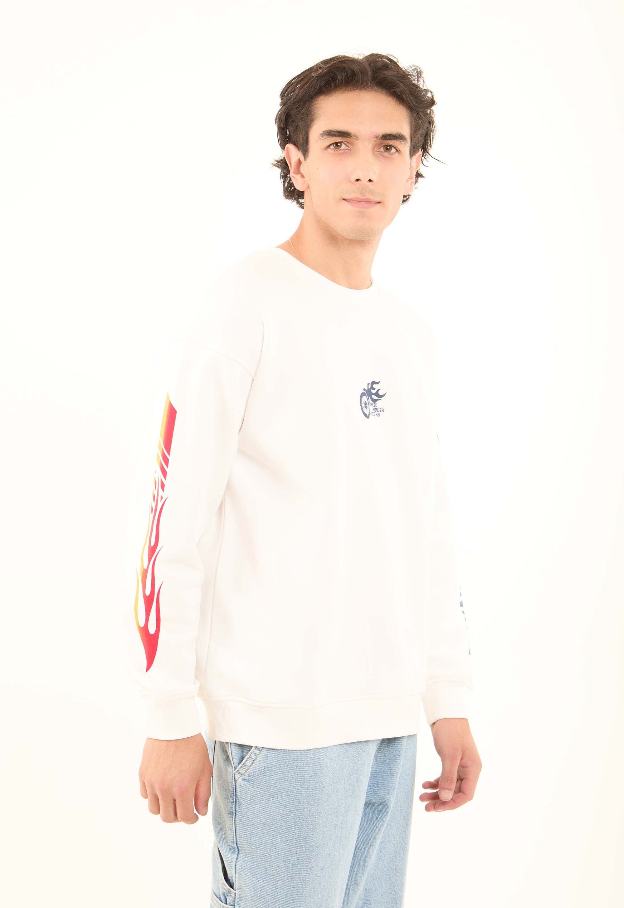 Printed Sleeves Slip On Winter Sweatshirt