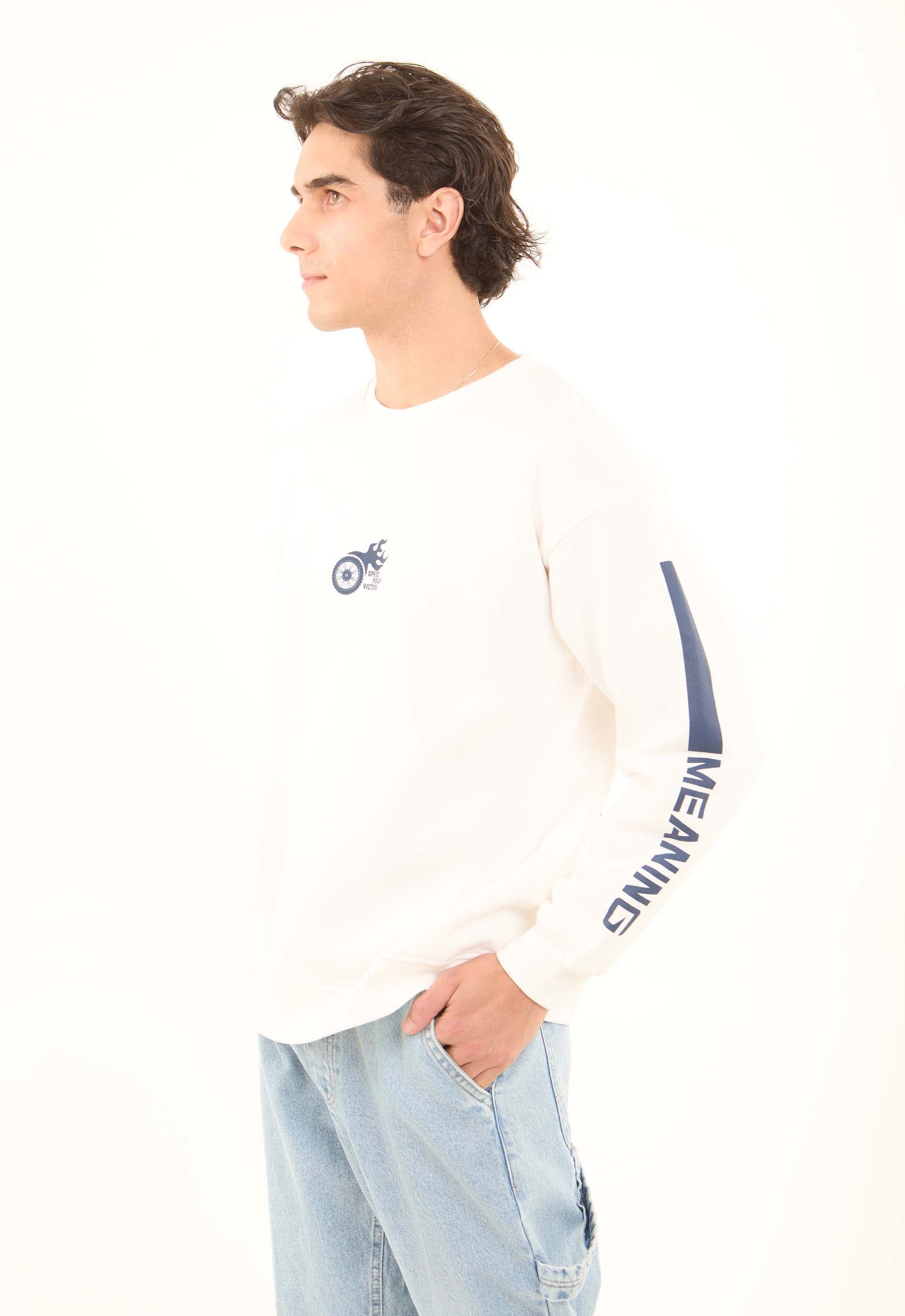 Printed Sleeves Slip On Winter Sweatshirt