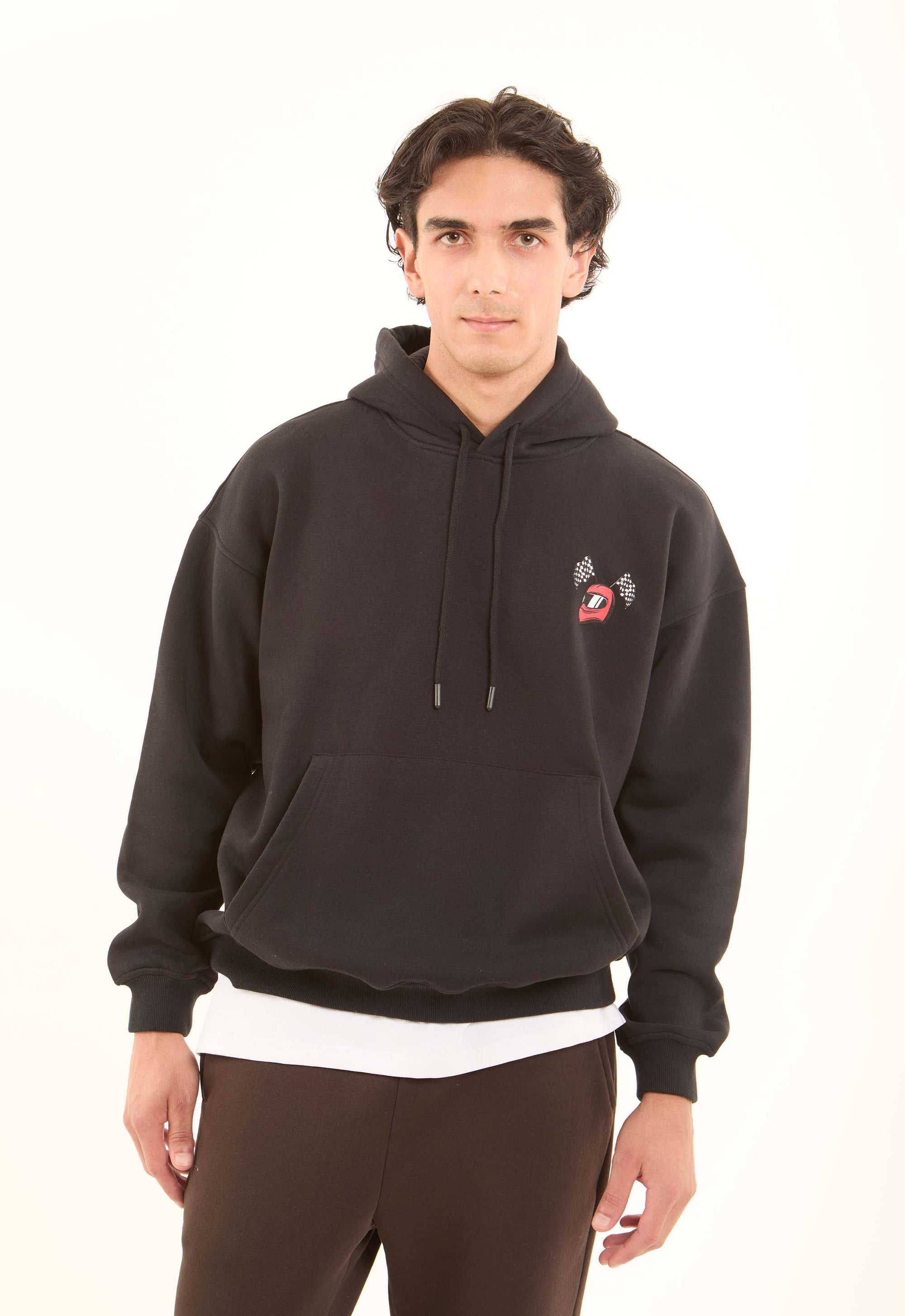 Printed Casual Drawstring Hoodie with Front Pocket