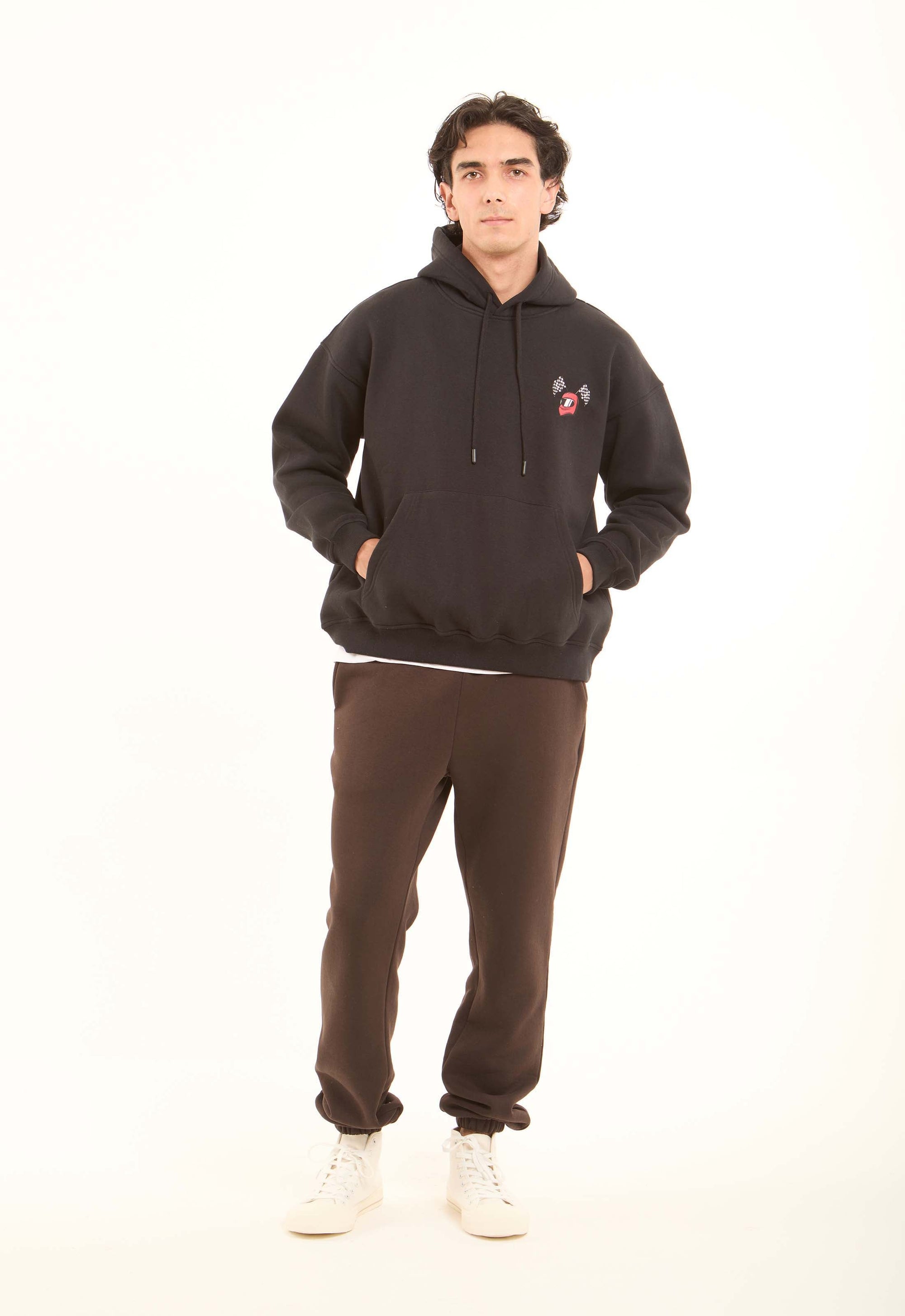 Printed Casual Drawstring Hoodie with Front Pocket