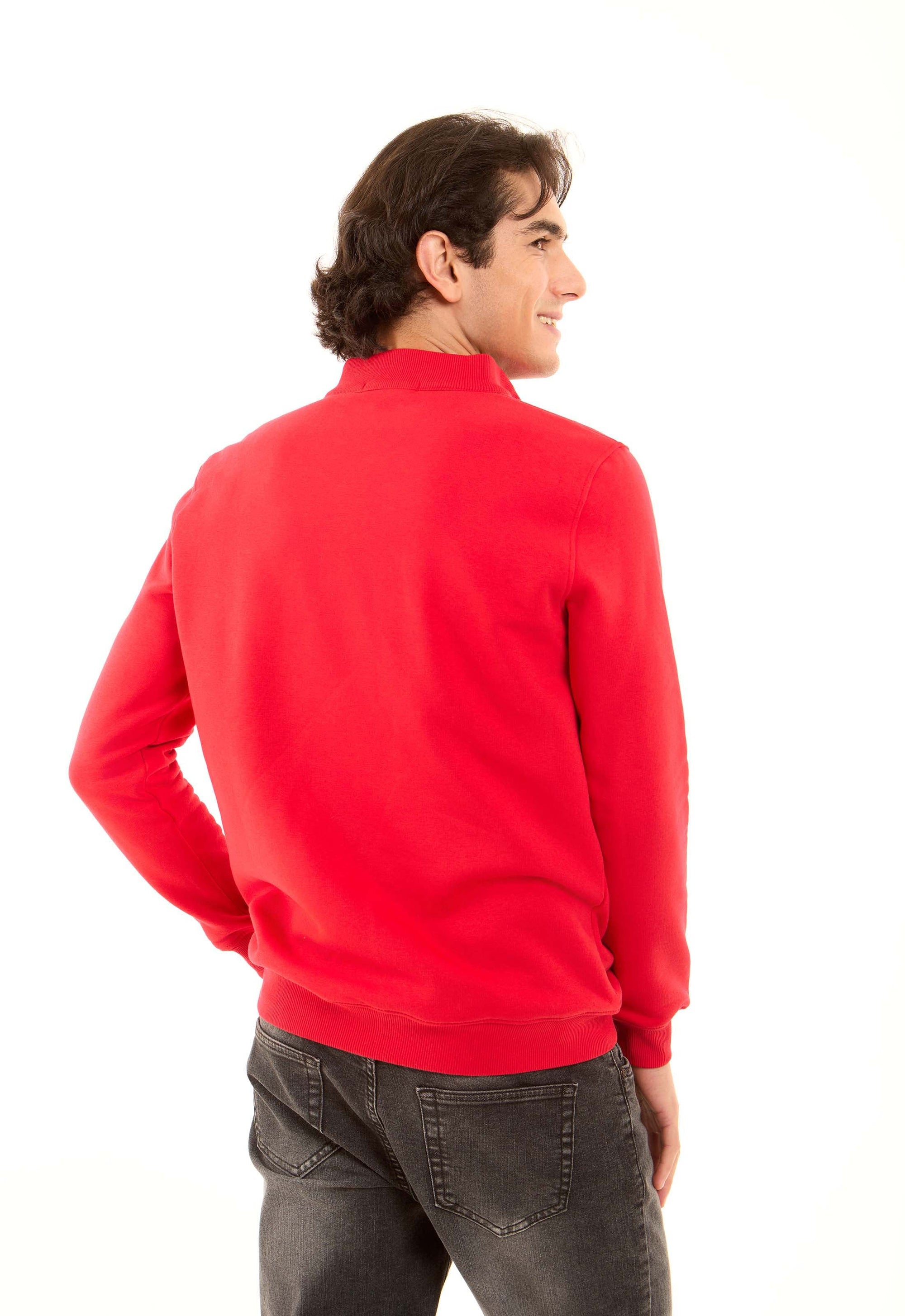 Printed Zipped Sweatshirt with Hem