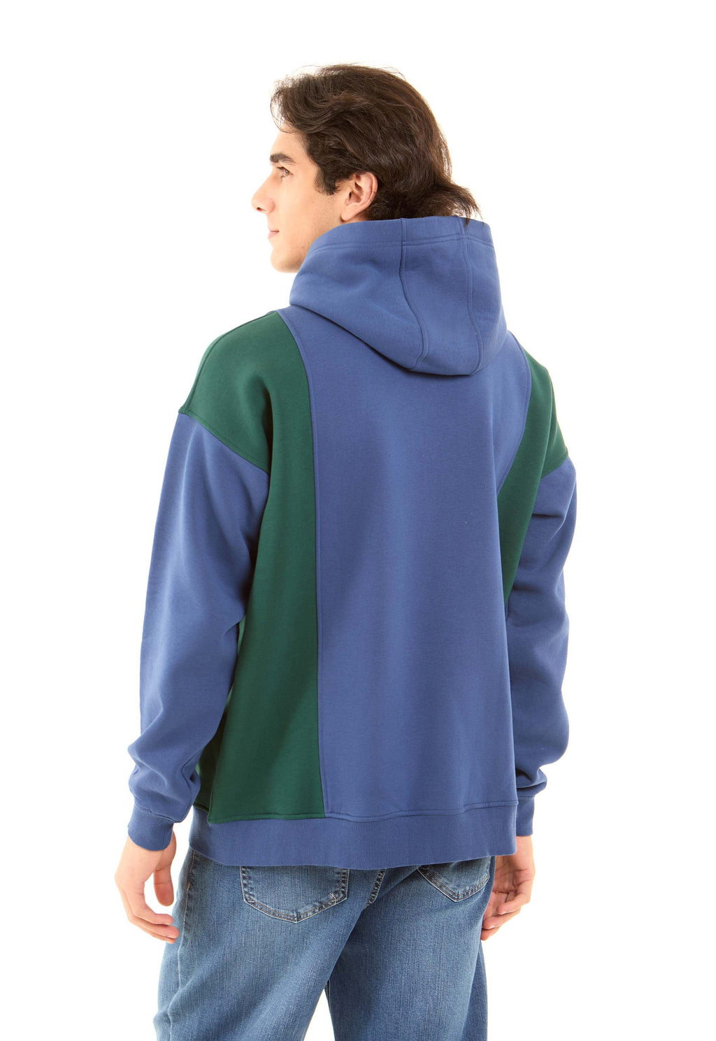 Dual-Tone Solid Kangaroo Pocket Sweatshirt
