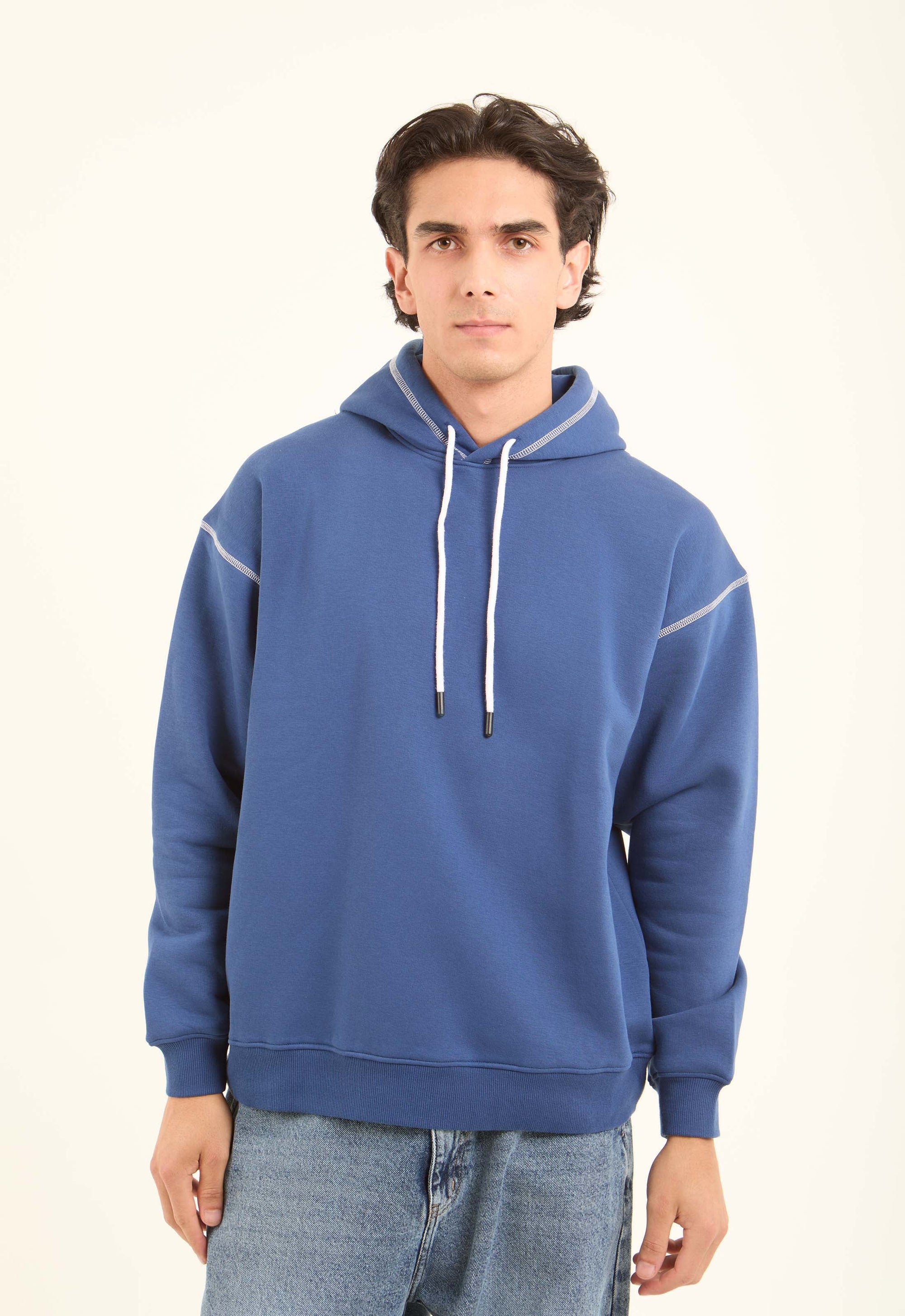 Long Sleeves Solid Drawstring Hoodie