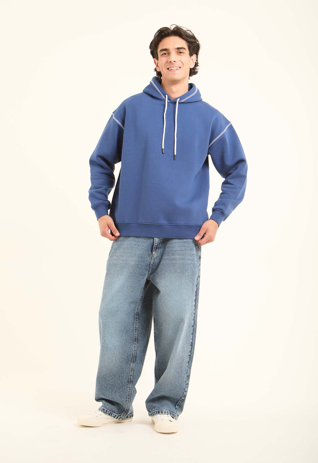 Long Sleeves Solid Drawstring Hoodie