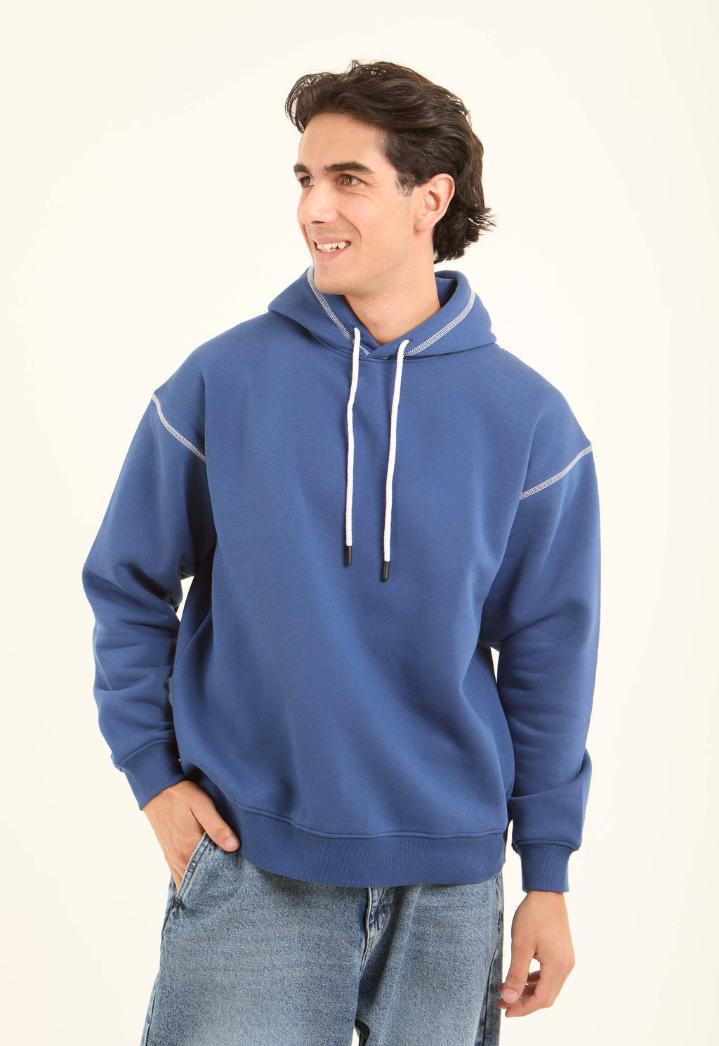 Long Sleeves Solid Drawstring Hoodie