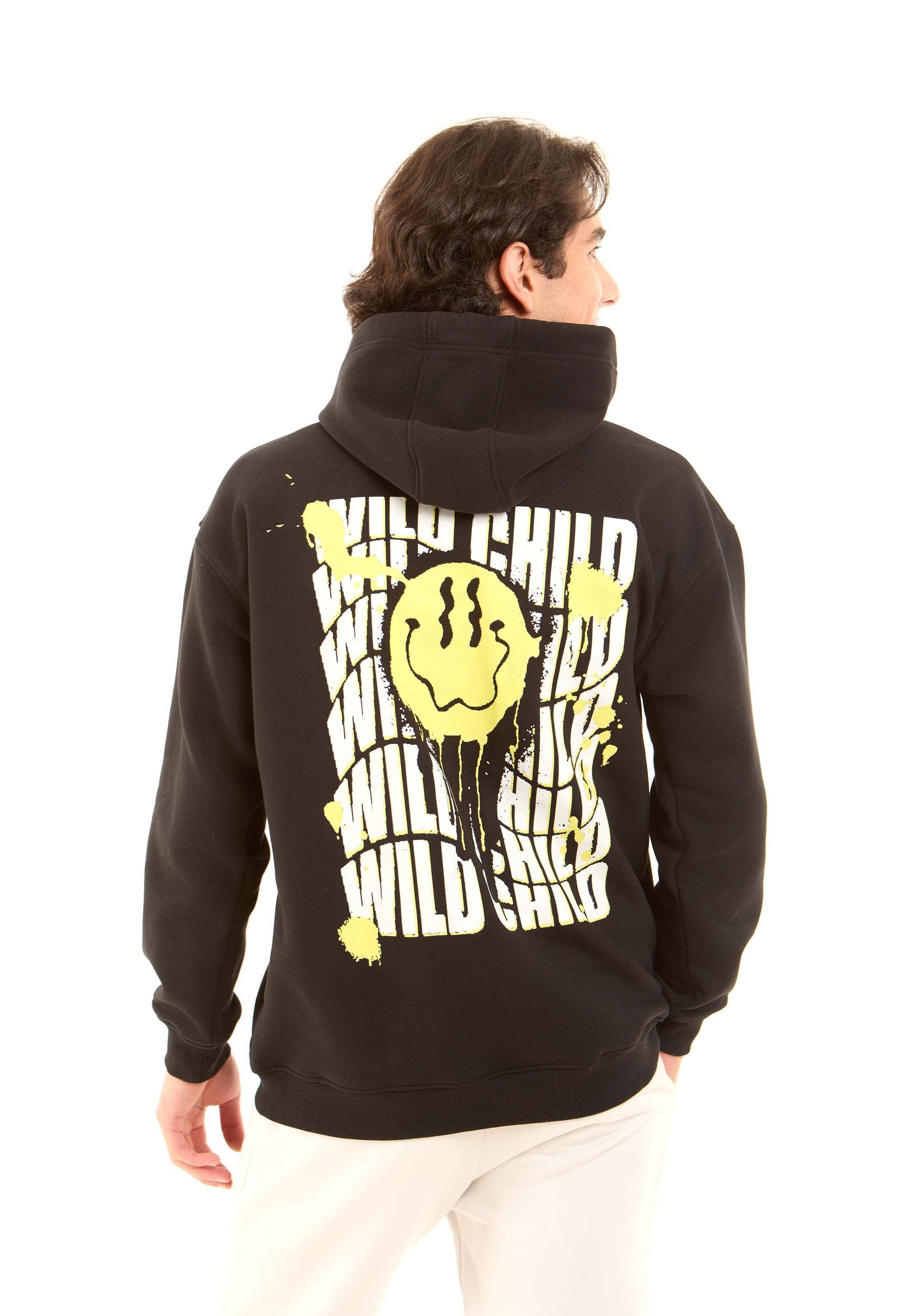Slip On Cotton Hoodie with Printed Back