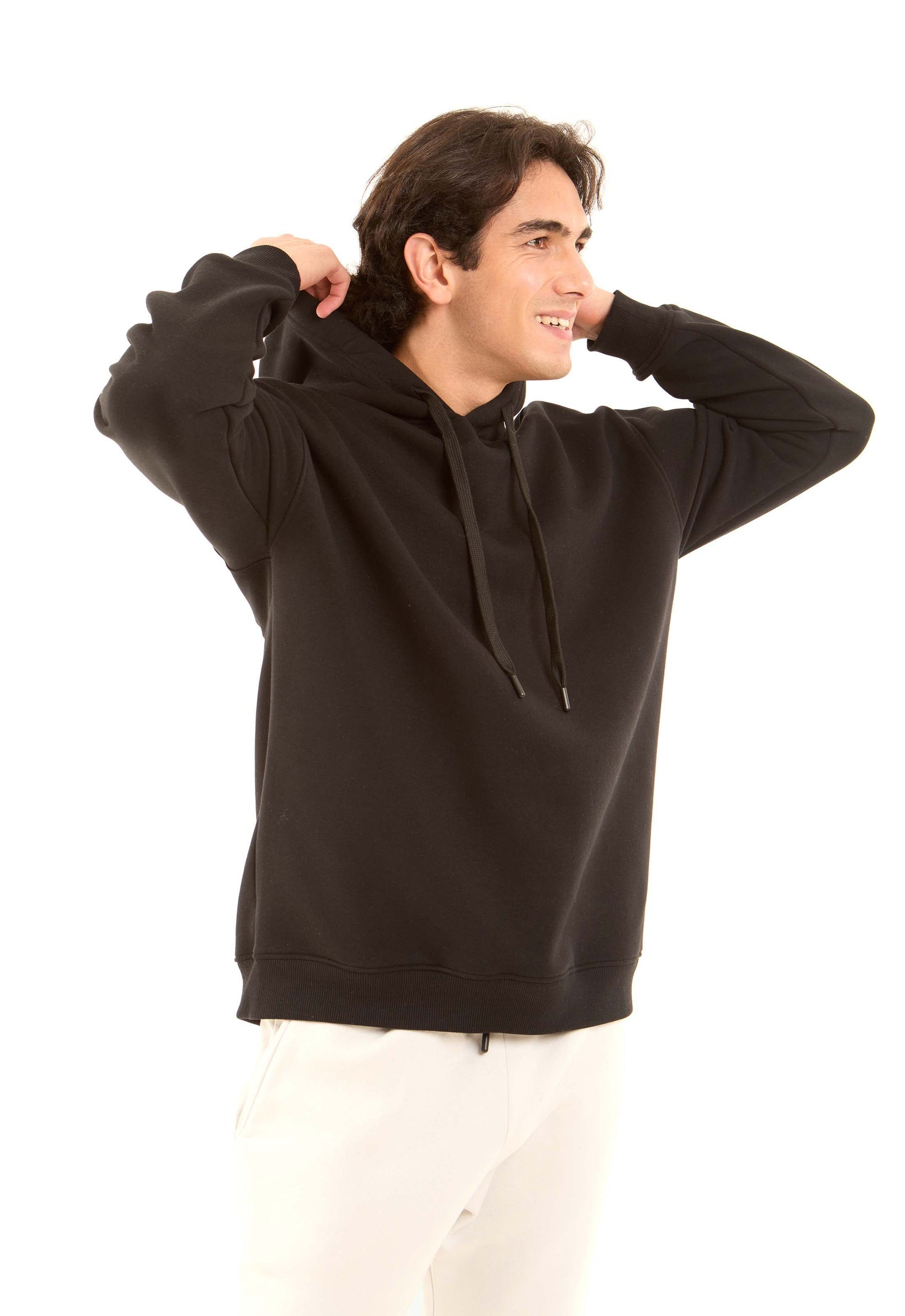 Slip On Cotton Hoodie with Printed Back