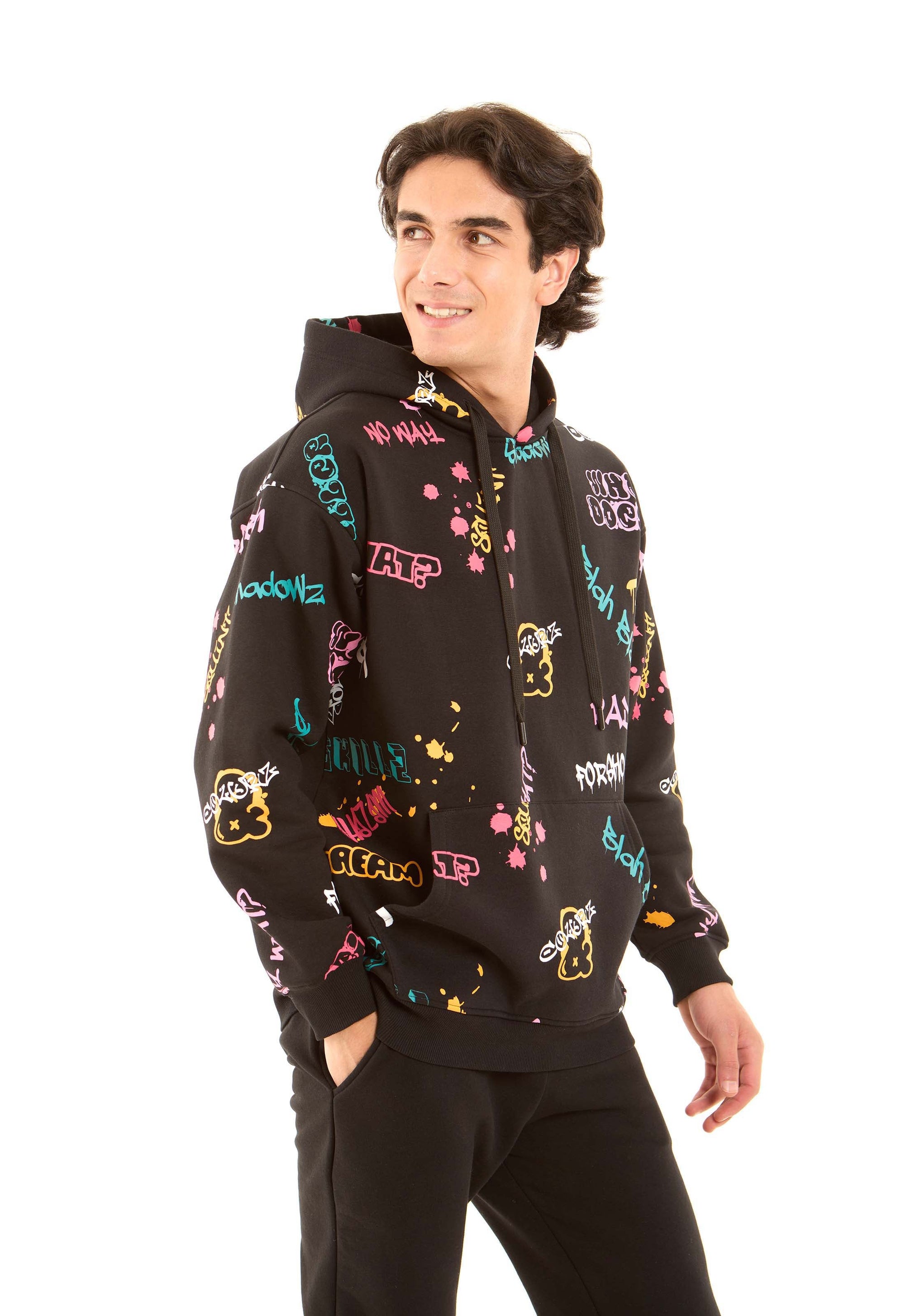 Colorful Prints Casual Slip On Hoodie