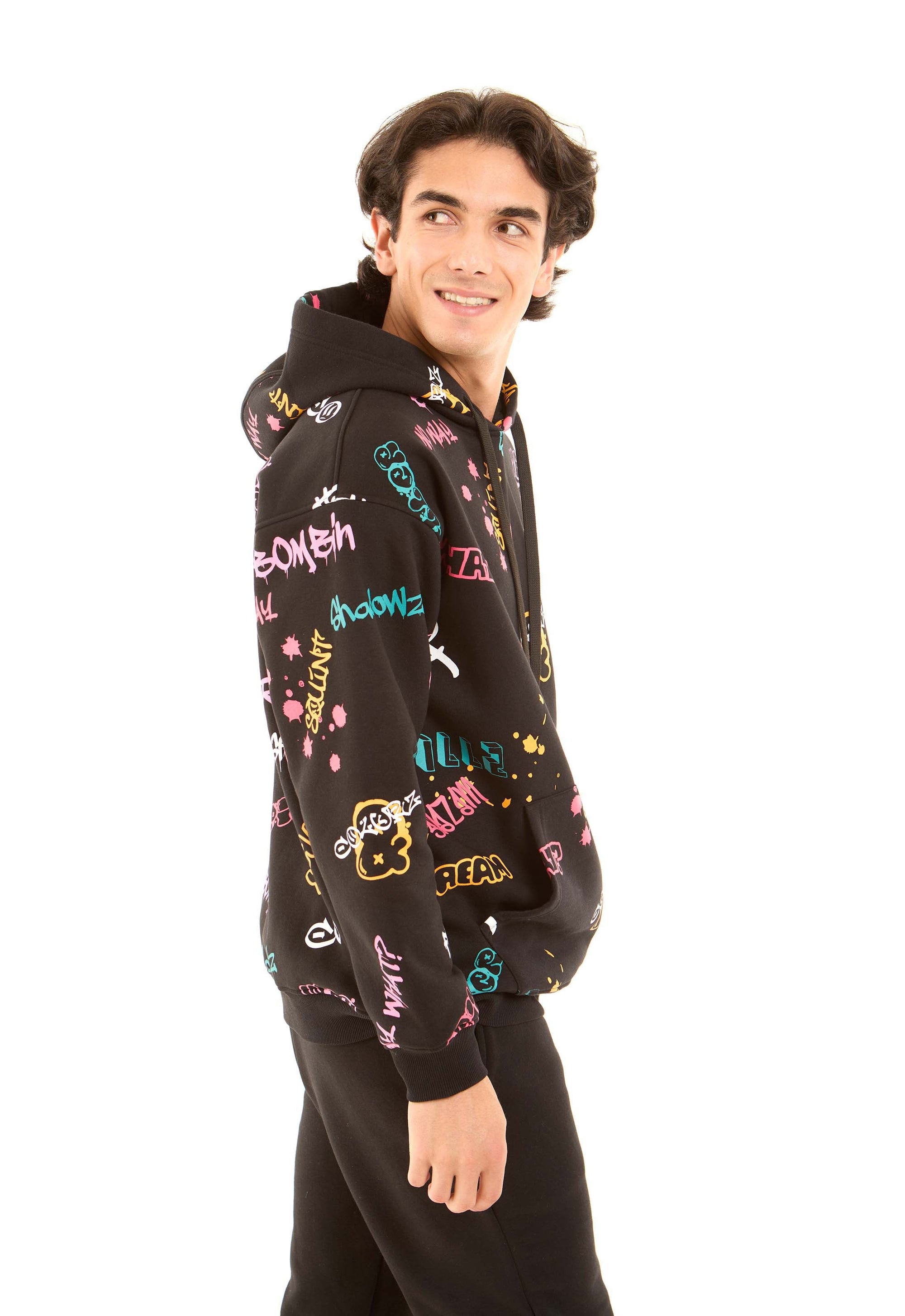 Colorful Prints Casual Slip On Hoodie