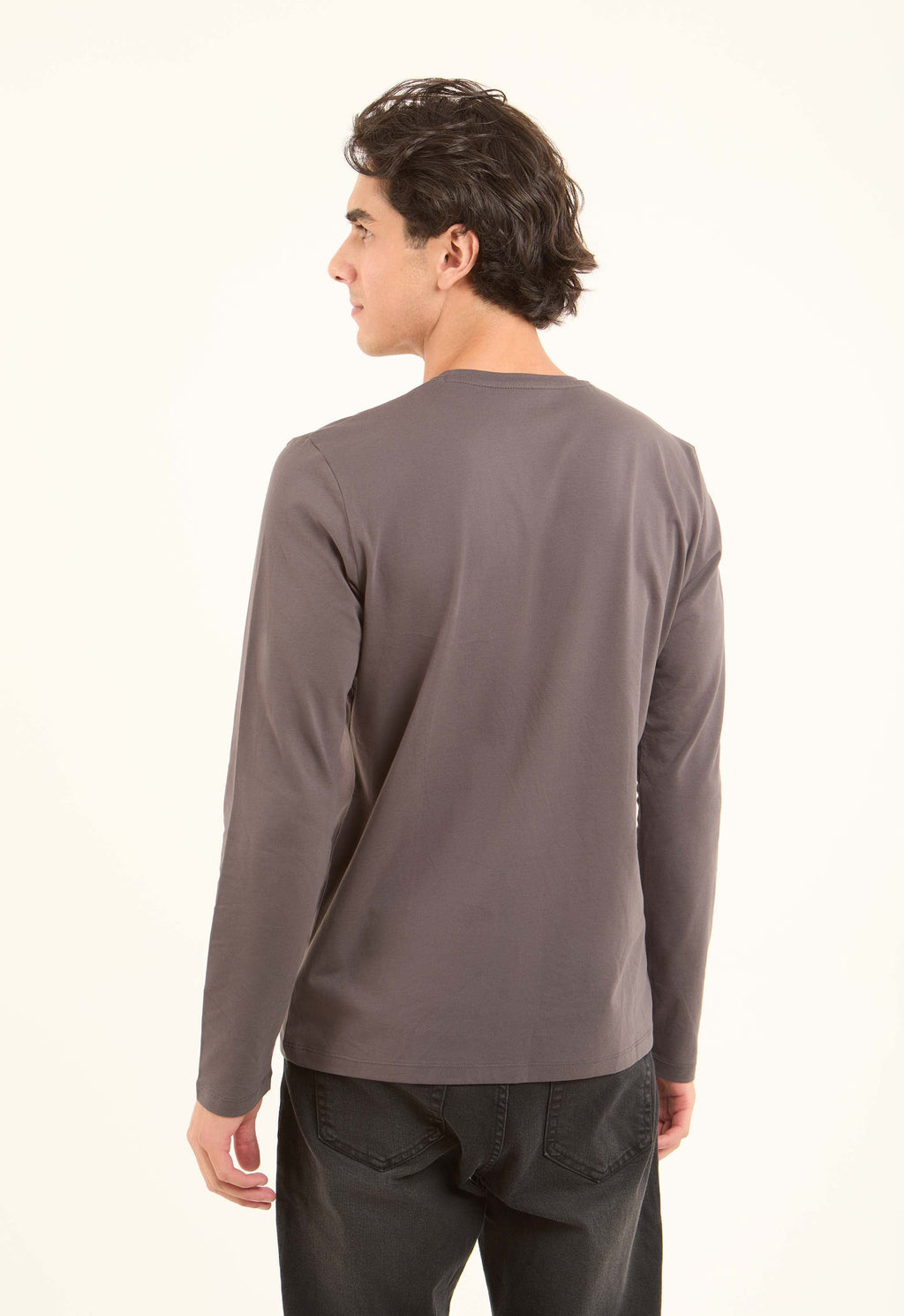 Crew Neck Solid Long Sleeves Basic Tee
