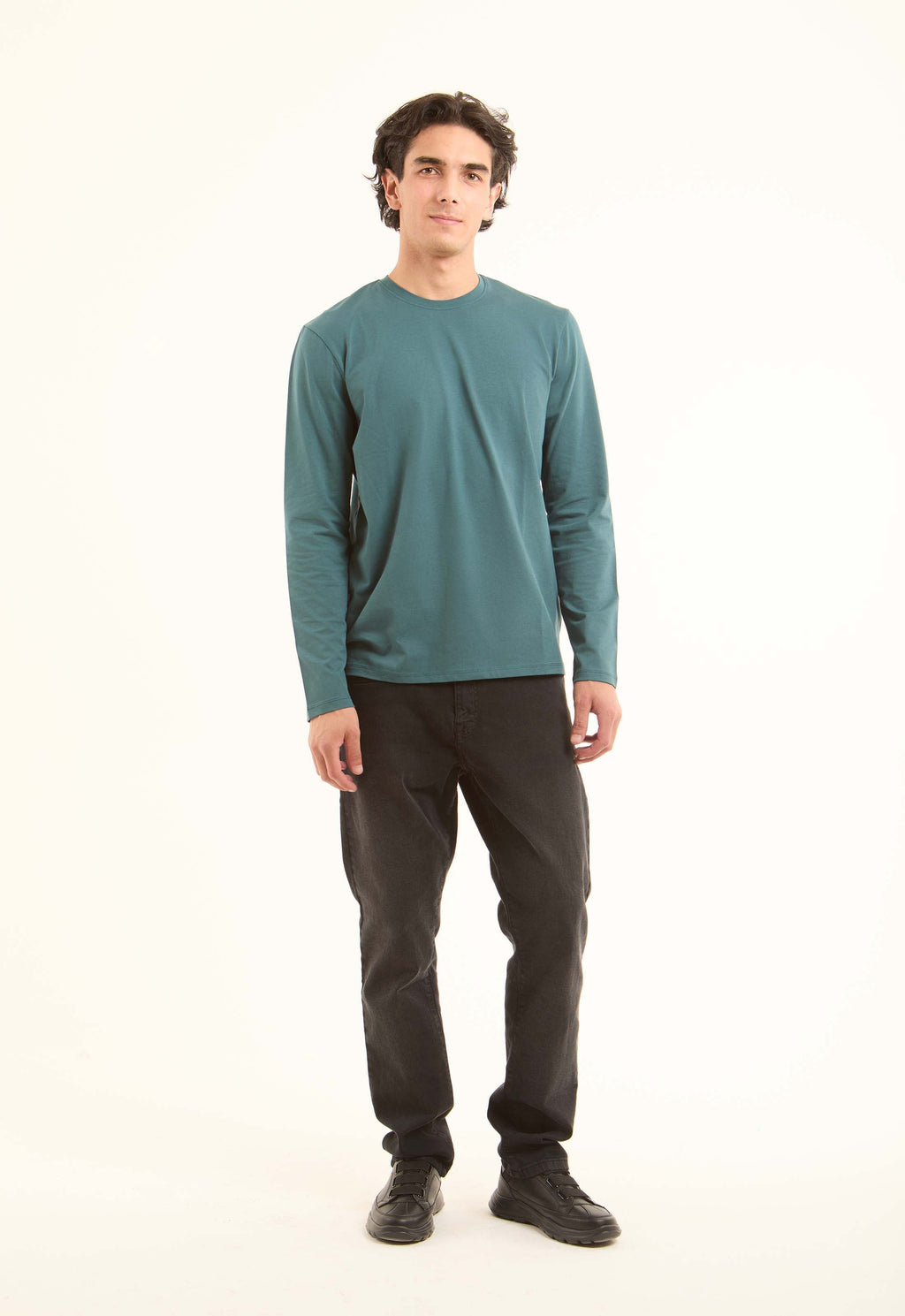 Crew Neck Solid Long Sleeves Basic Tee