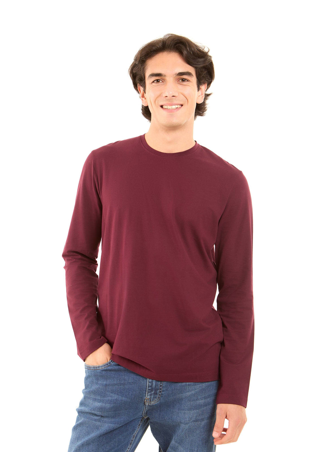 Crew Neck Solid Long Sleeves Basic Tee