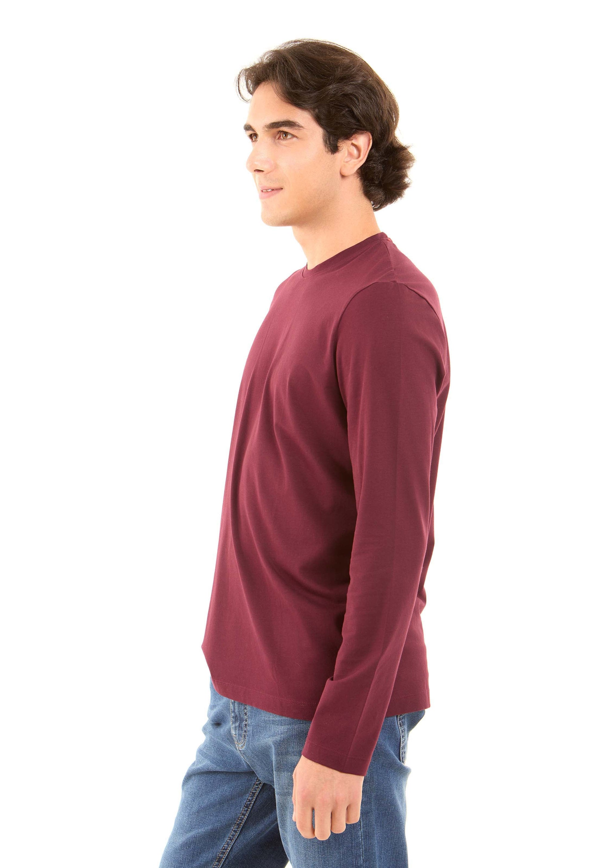 Crew Neck Solid Long Sleeves Basic Tee