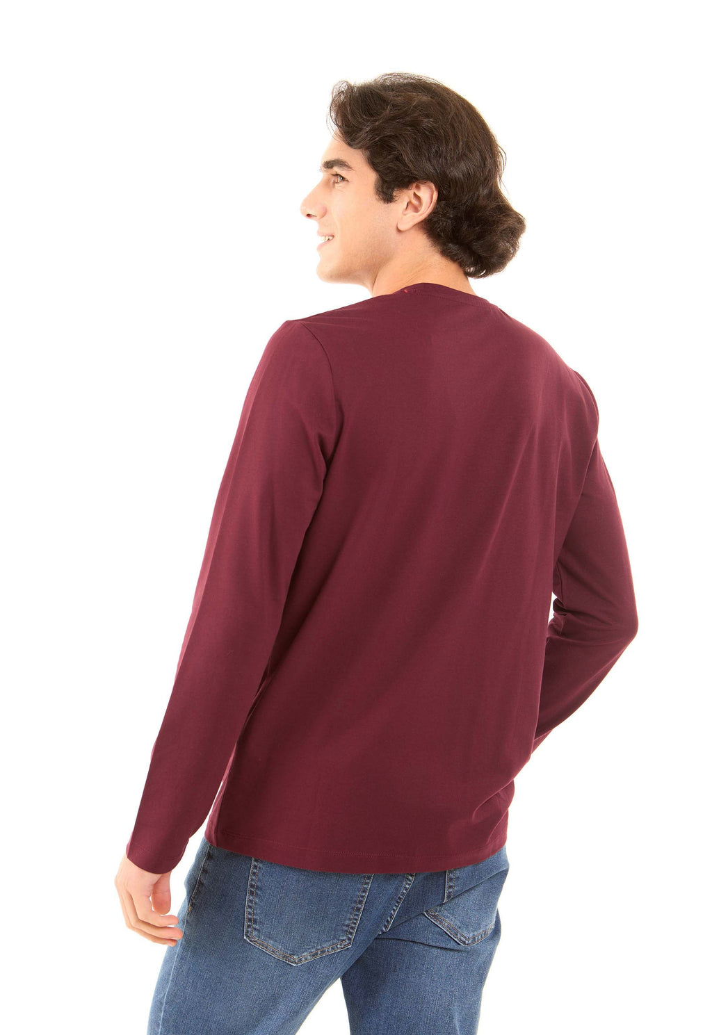 Crew Neck Solid Long Sleeves Basic Tee