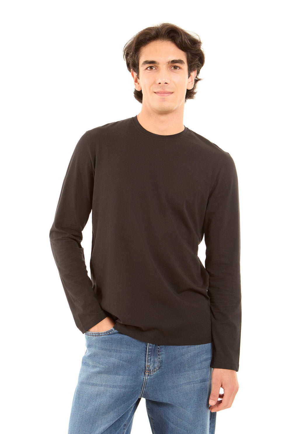 Crew Neck Solid Long Sleeves Basic Tee