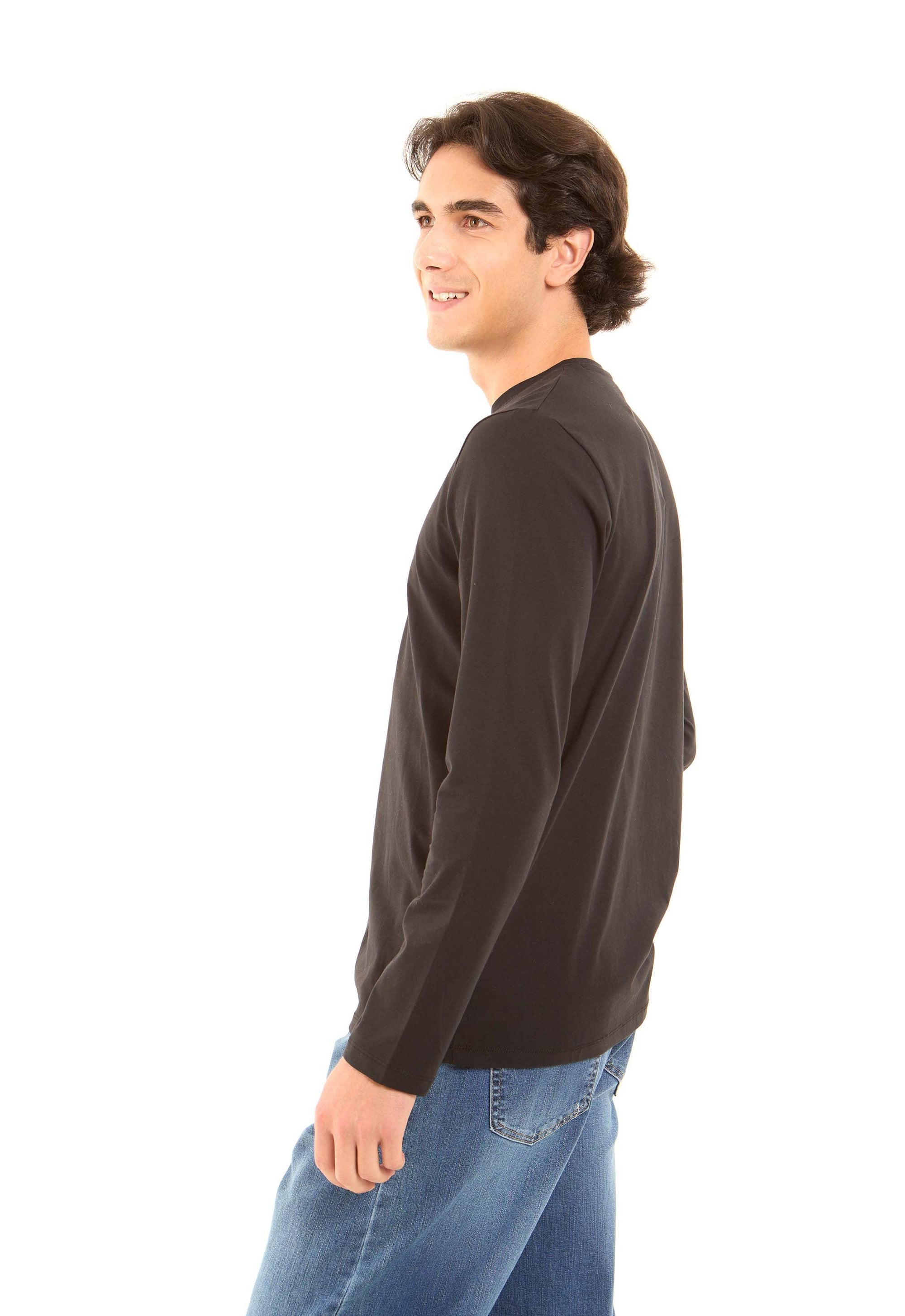 Crew Neck Solid Long Sleeves Basic Tee