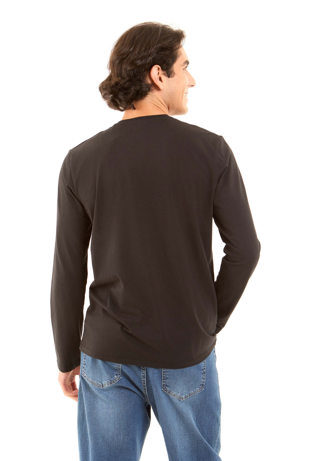 Crew Neck Solid Long Sleeves Basic Tee