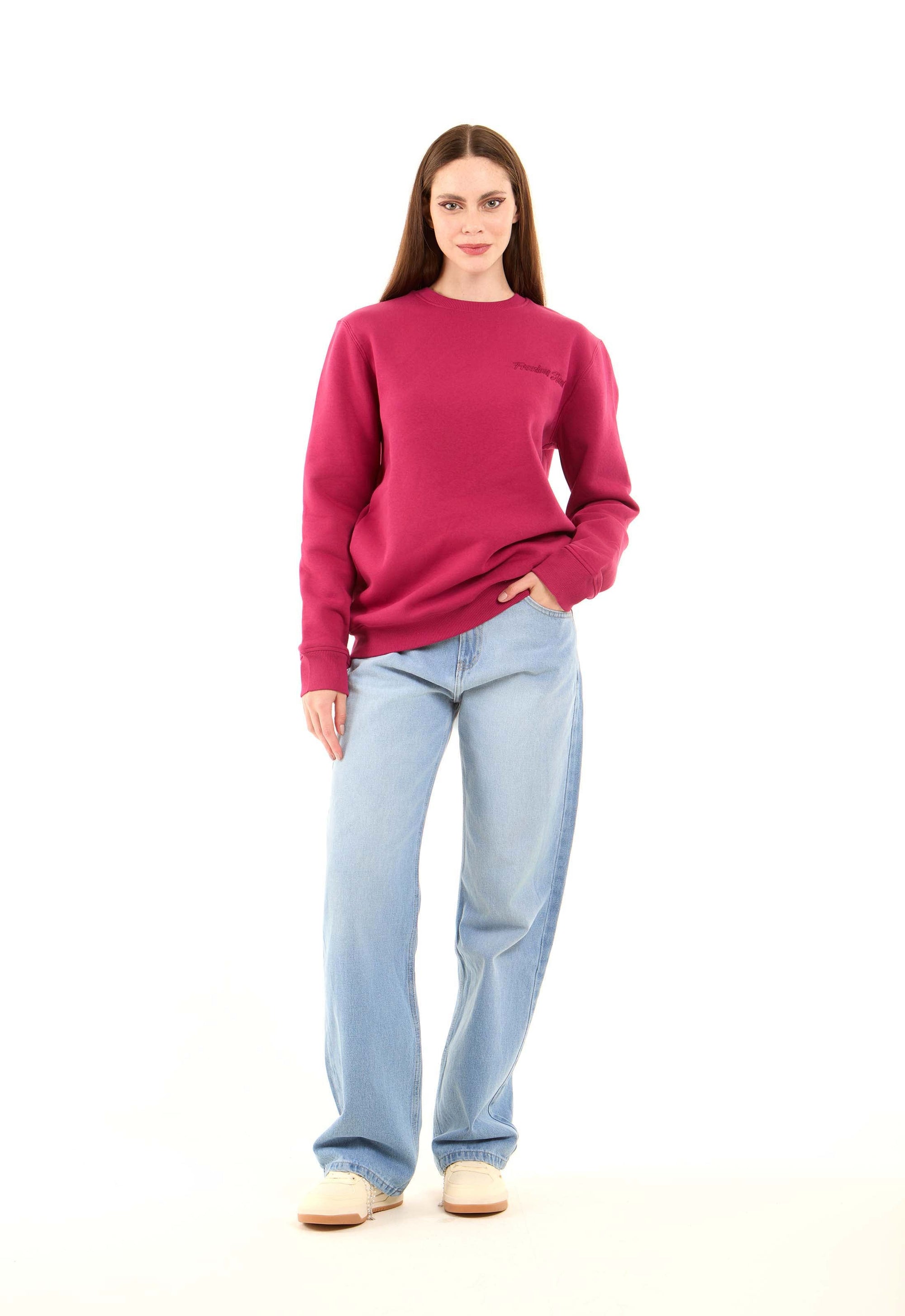Slip On Ribbed Round Neck Sweatshirt