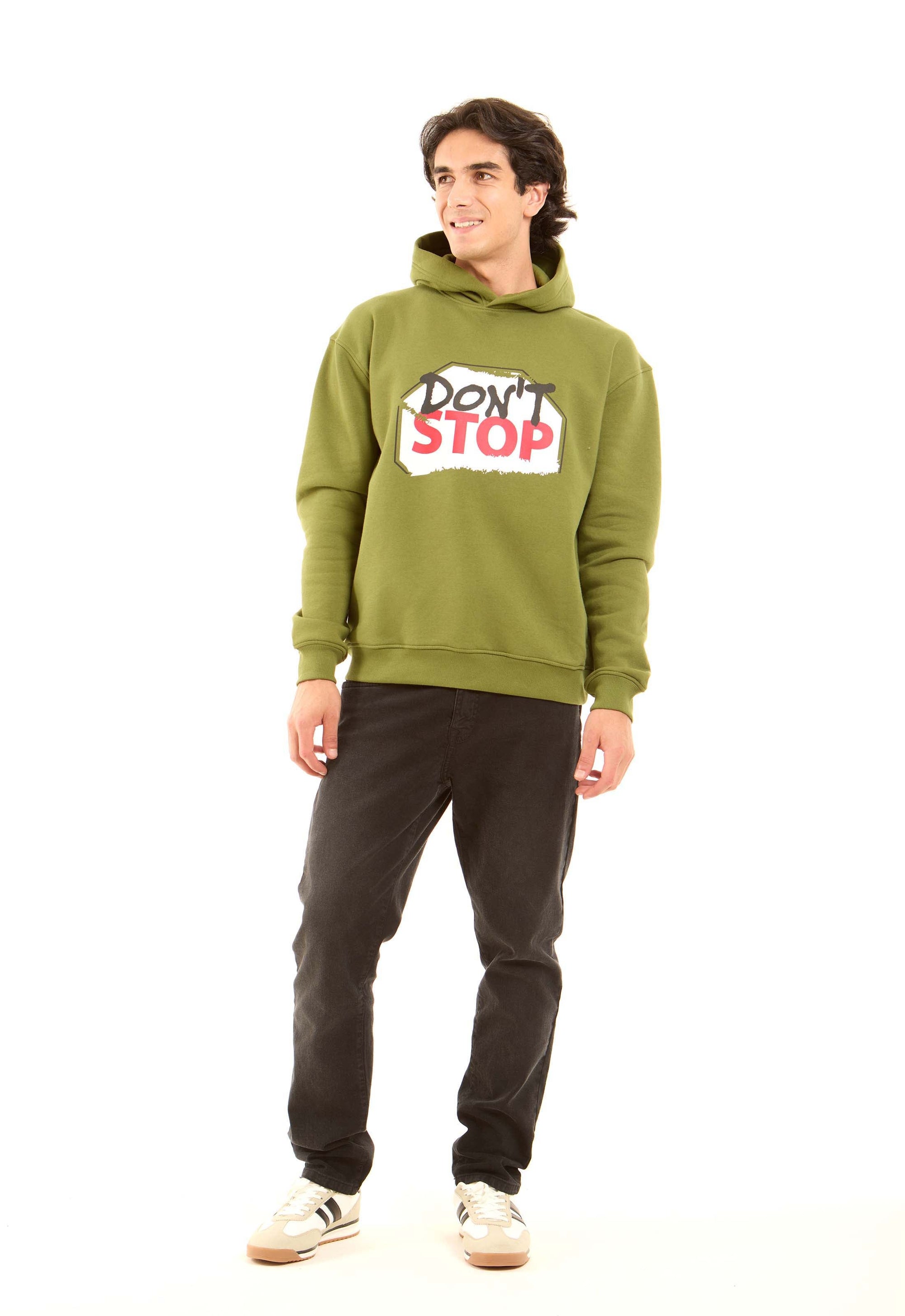 Printed "Don't Stop" Hoodie with Hooded Neck