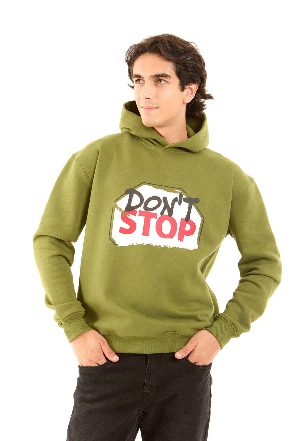 Printed "Don't Stop" Hoodie with Hooded Neck