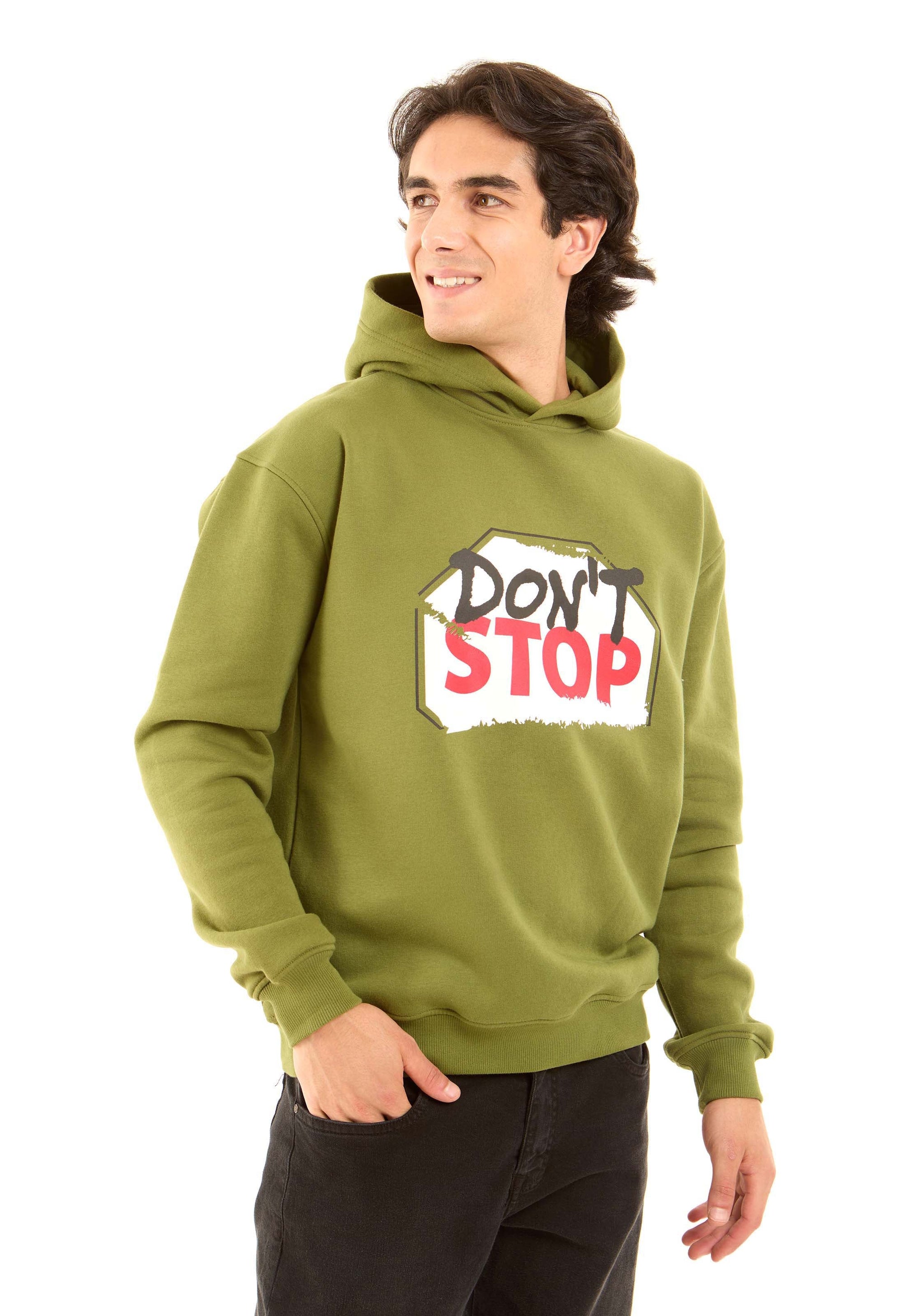 Printed "Don't Stop" Hoodie with Hooded Neck