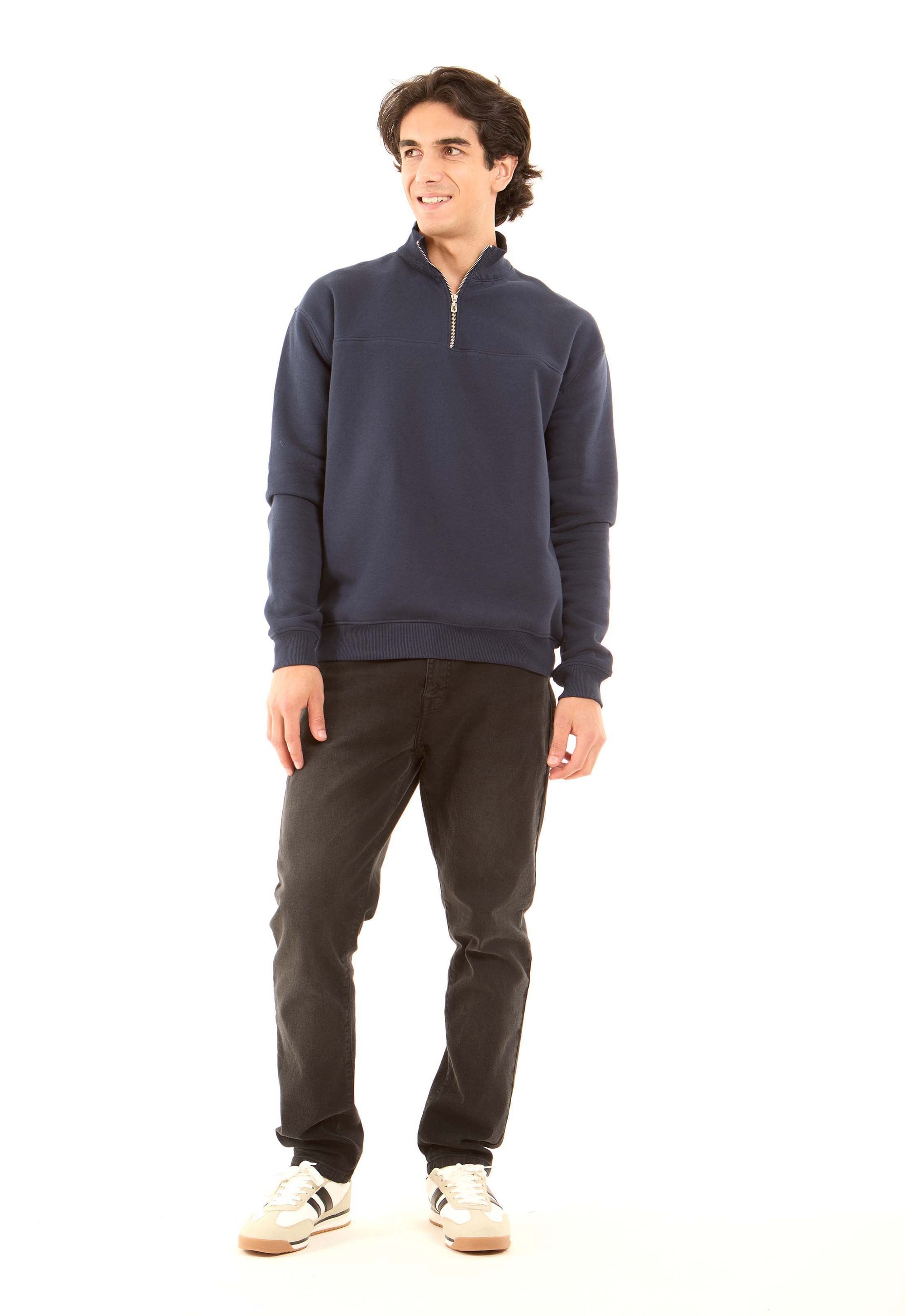 Zipped Stand Coolar Comfy Sweatshirt