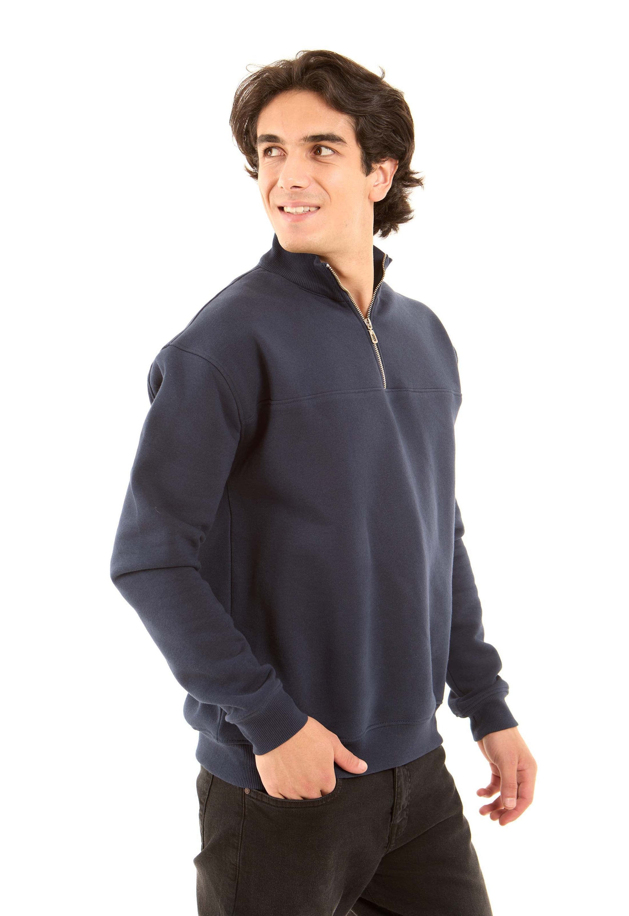 Zipped Stand Coolar Comfy Sweatshirt