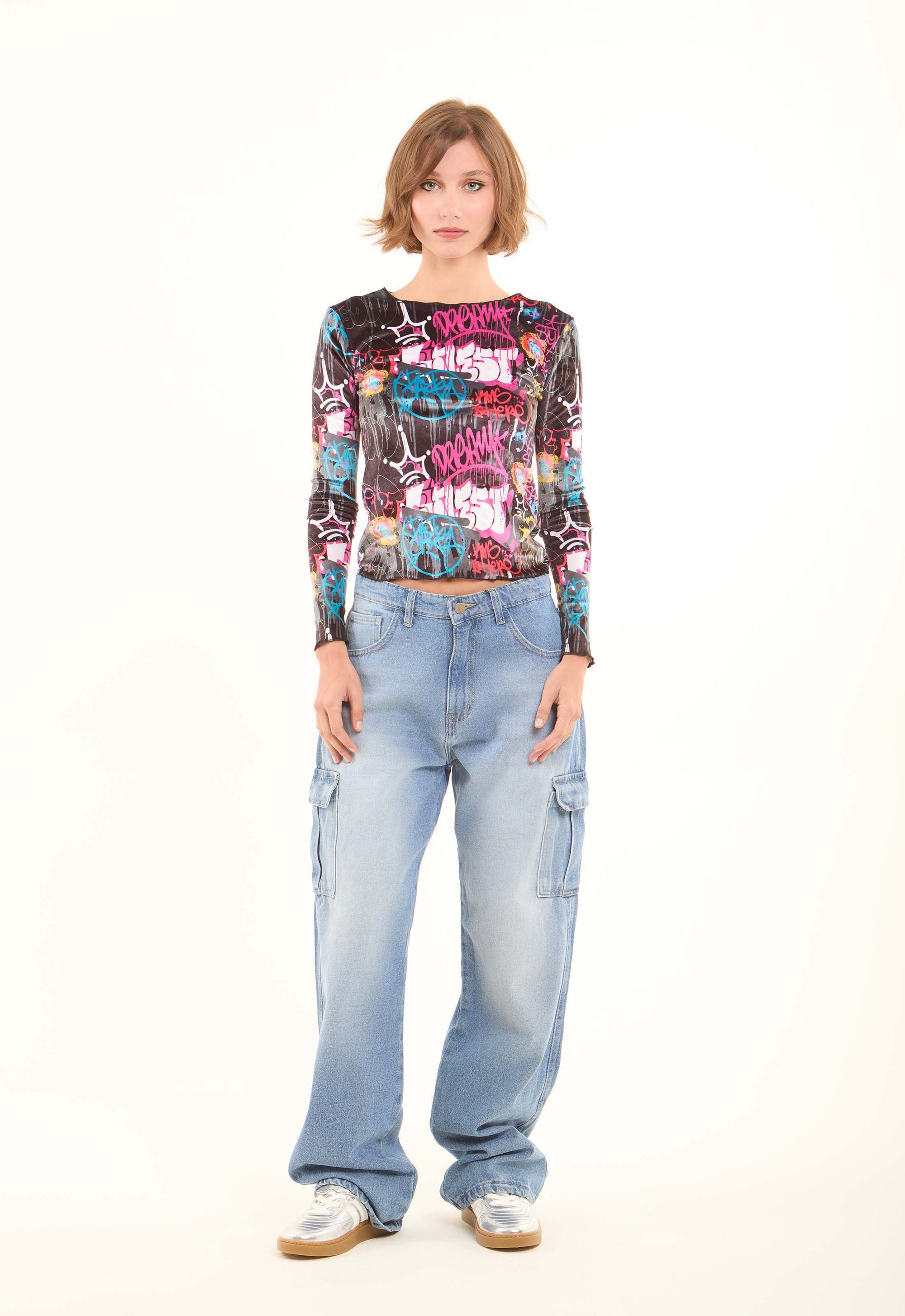 Colorful Long Sleeves Patterned Top