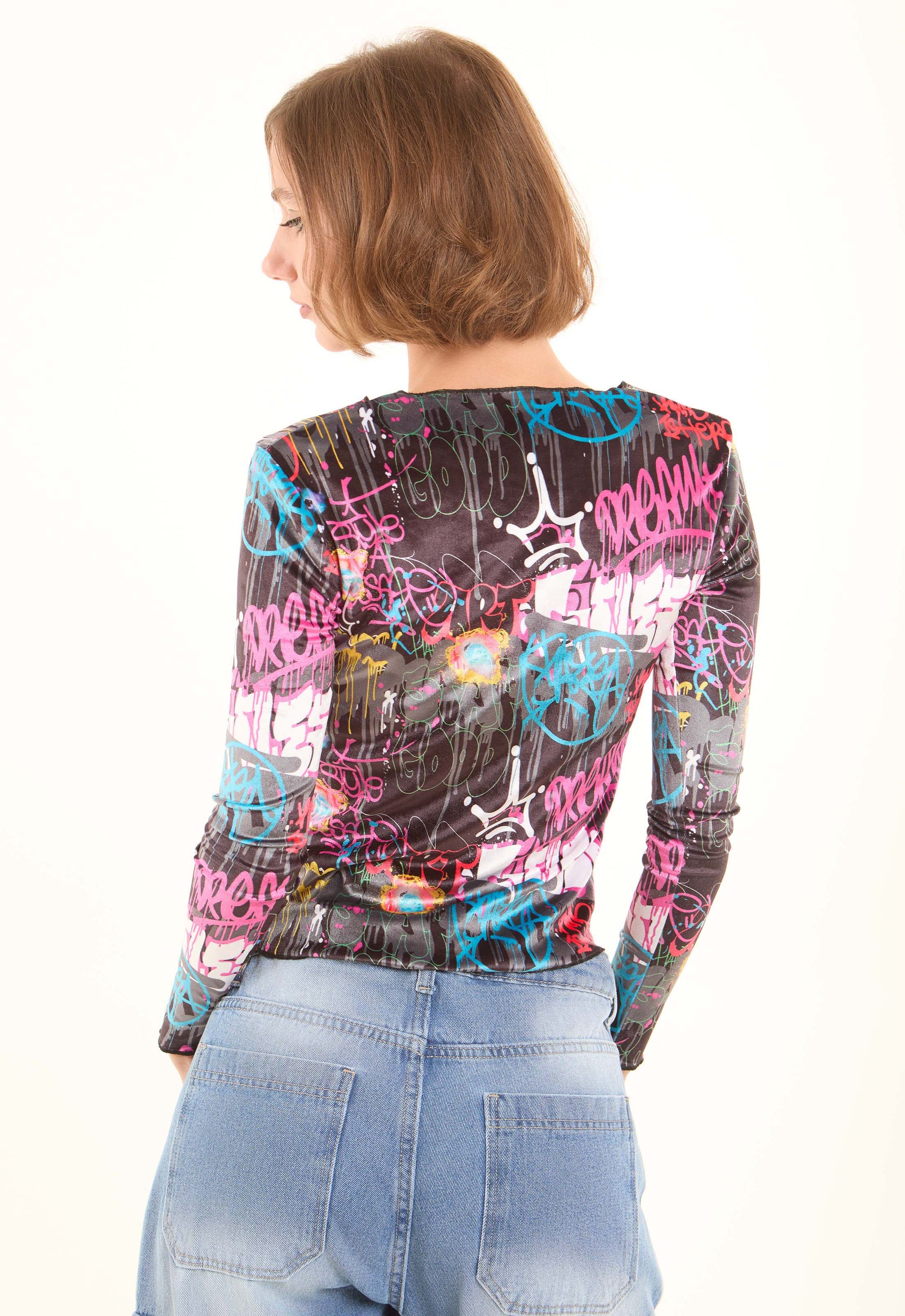 Colorful Long Sleeves Patterned Top