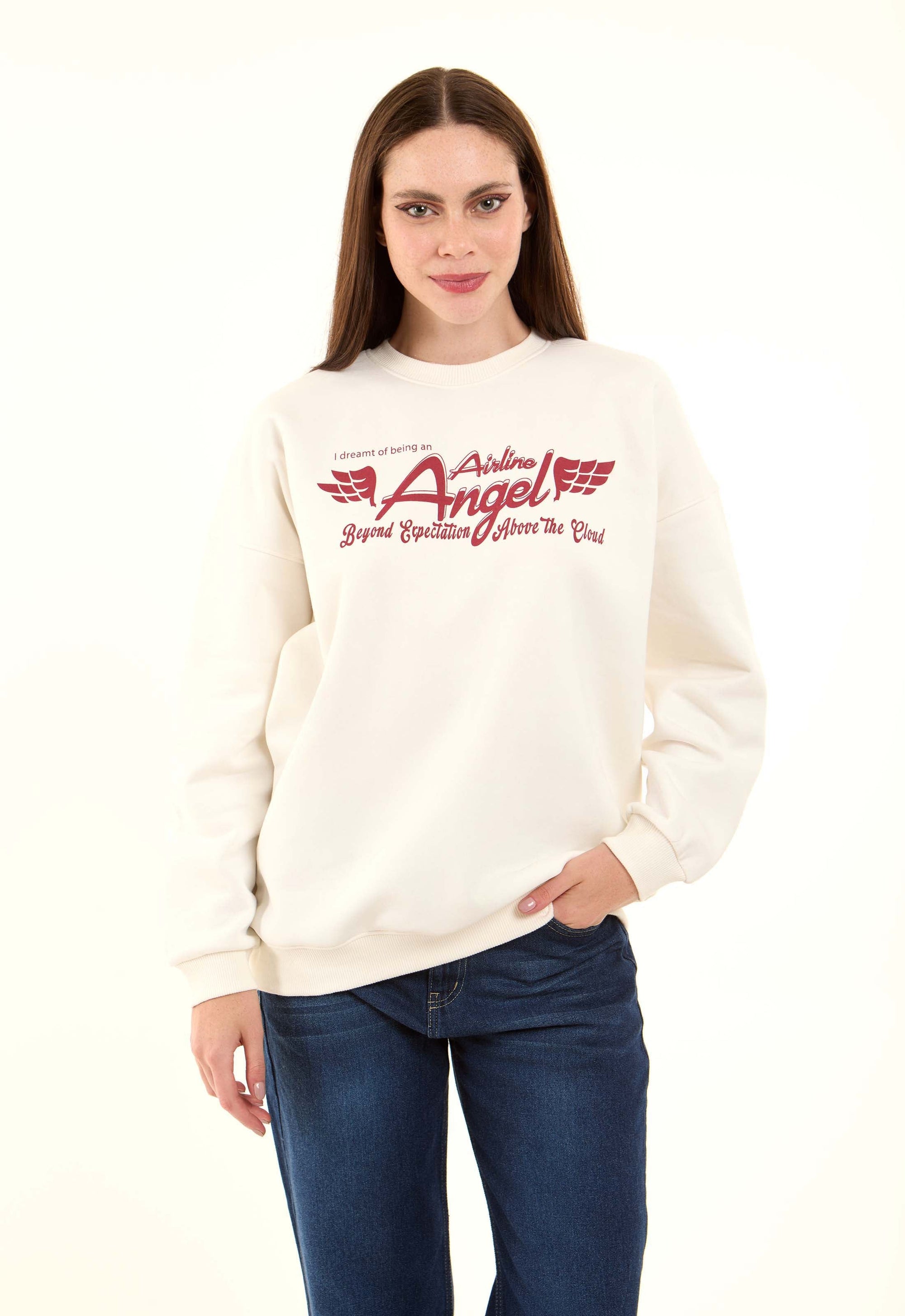 Printed "Angel" Slip On Regular Sweatshirt