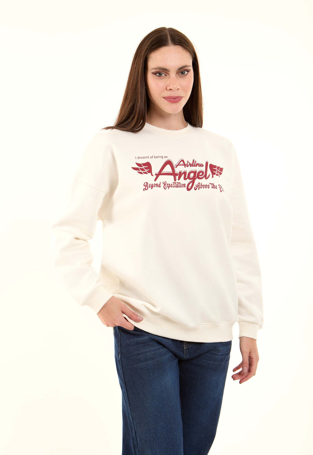 Printed "Angel" Slip On Regular Sweatshirt