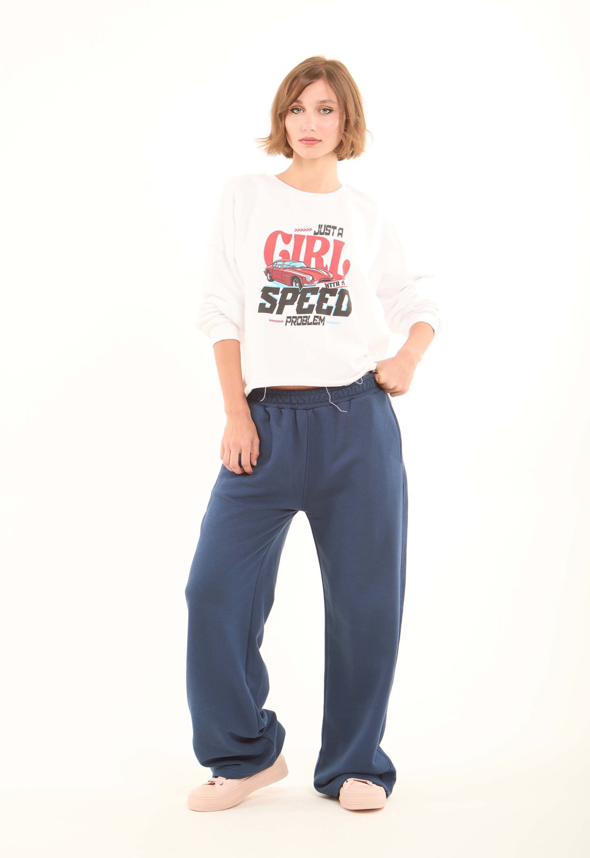 "Just a Girl" Printed Long Sleeves Sweatshirt