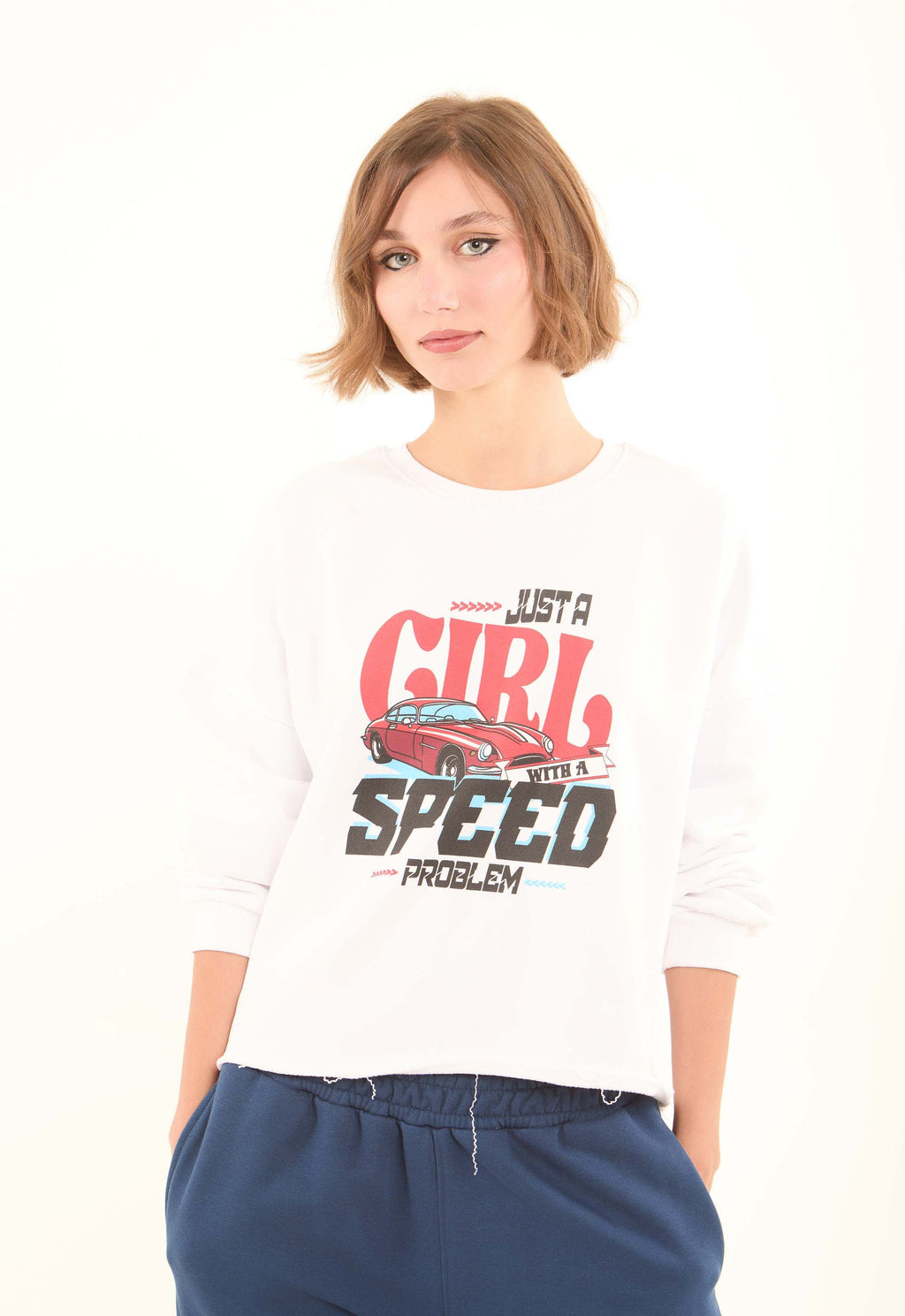 "Just a Girl" Printed Long Sleeves Sweatshirt
