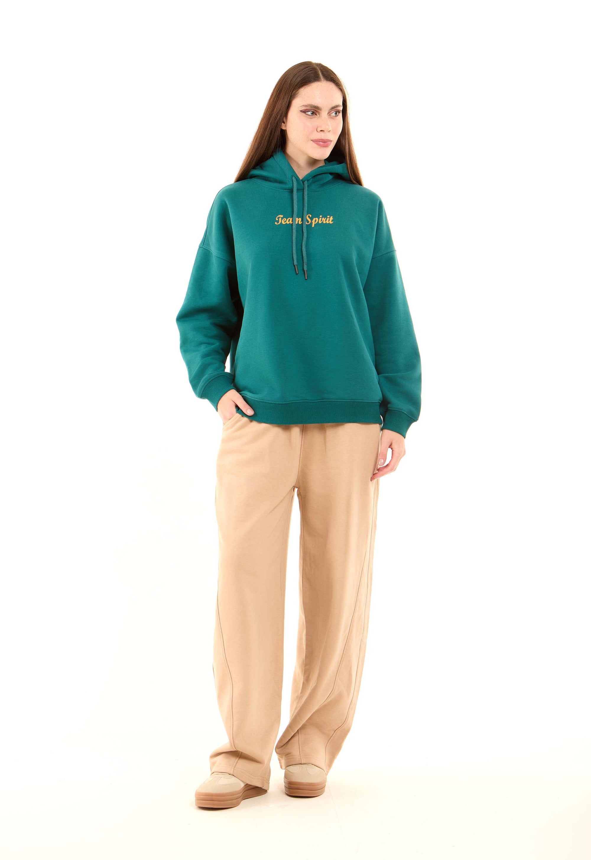 Printed Slip On Hoodie with Drop-Shoulders