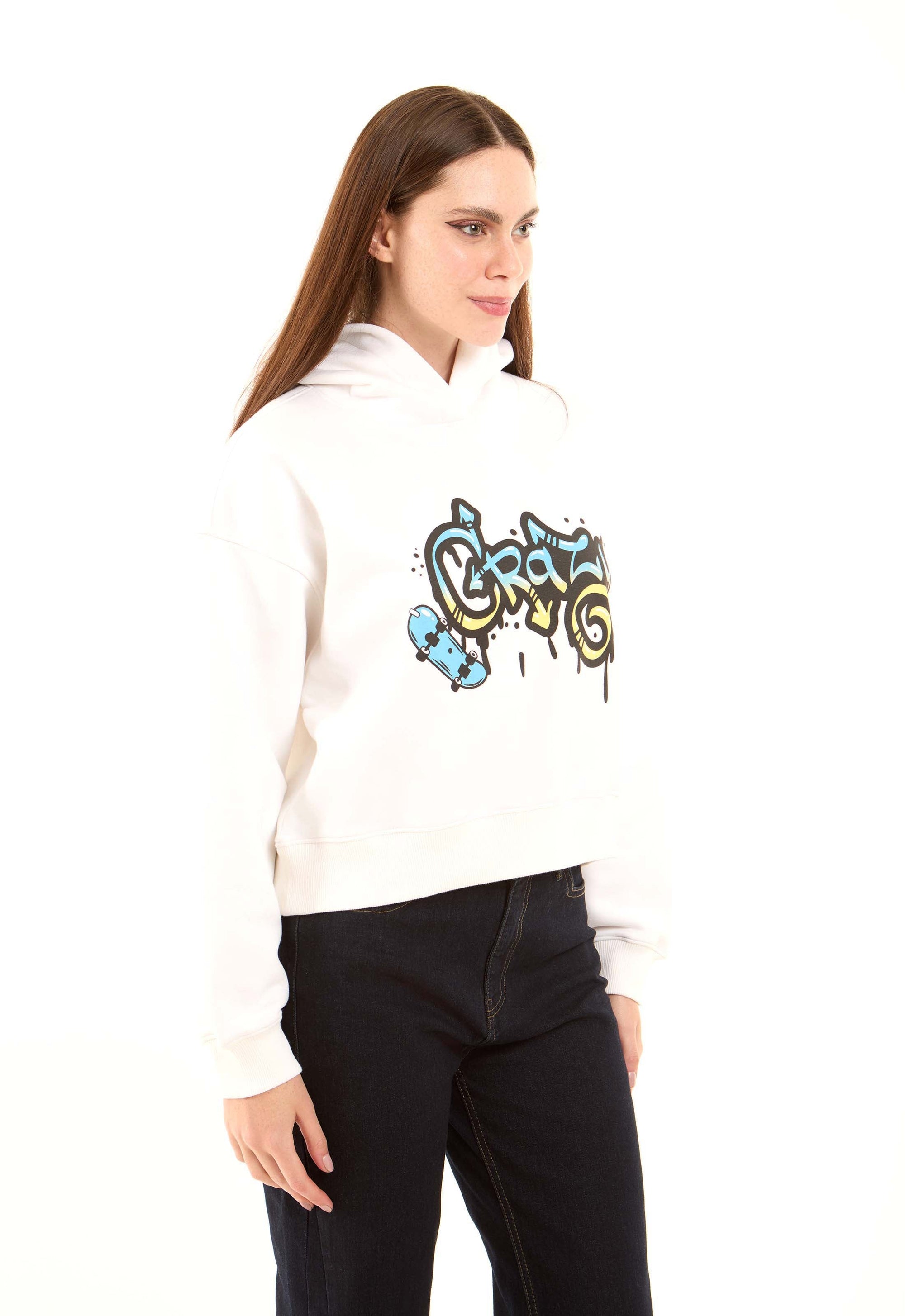 Slip On Printed "Crazy" Casual Hoodie