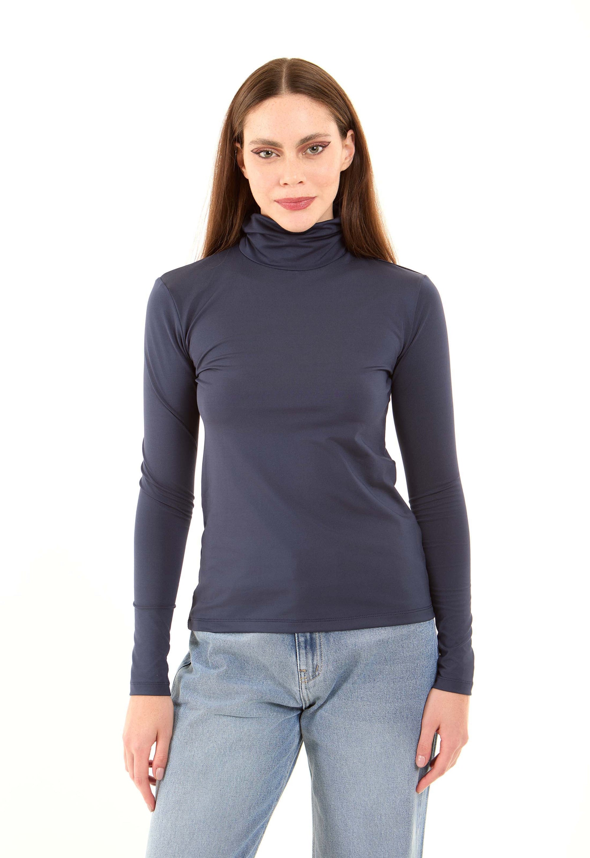 Basic High-Neck Long Sleeves Soft Top