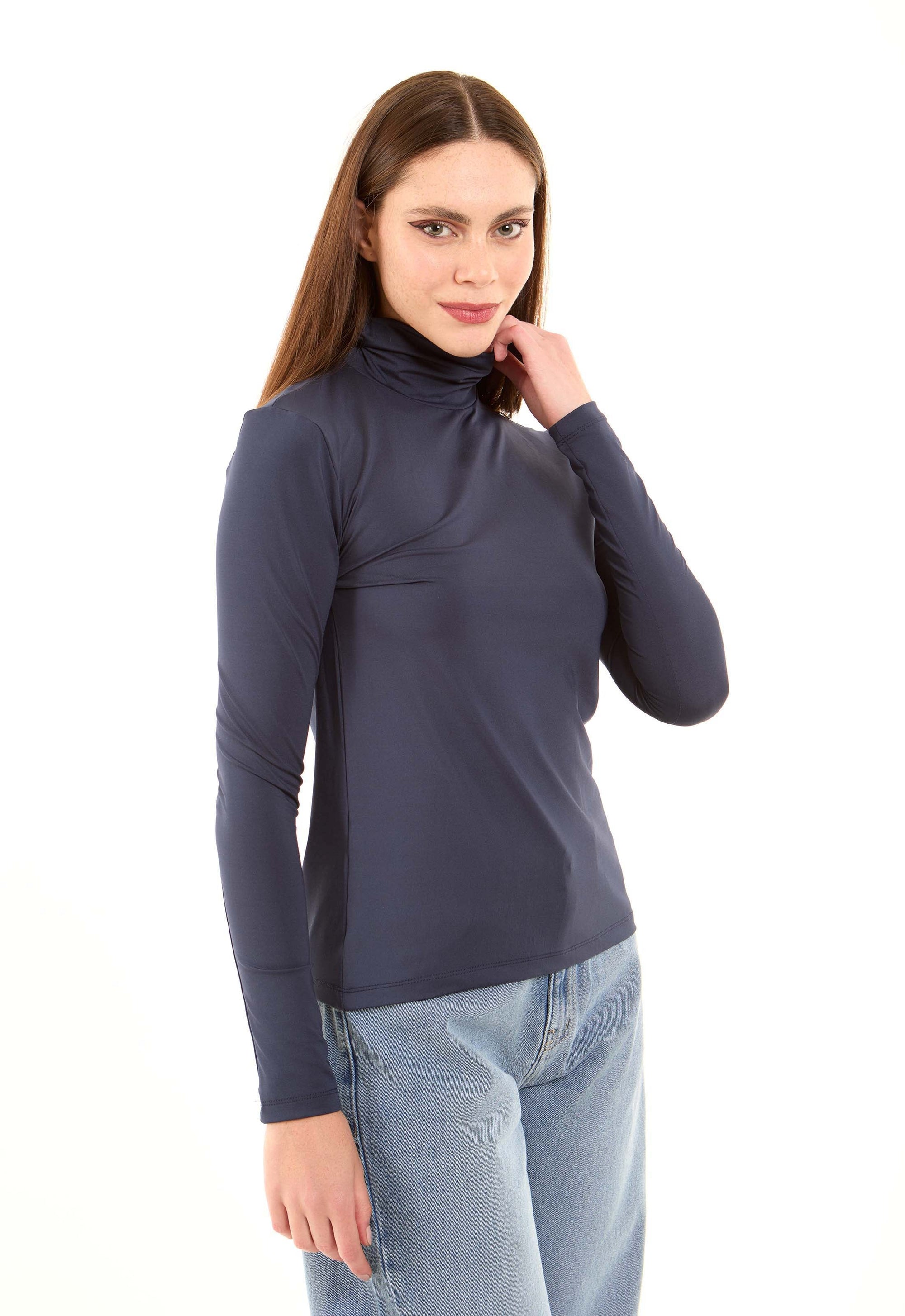 Basic High-Neck Long Sleeves Soft Top